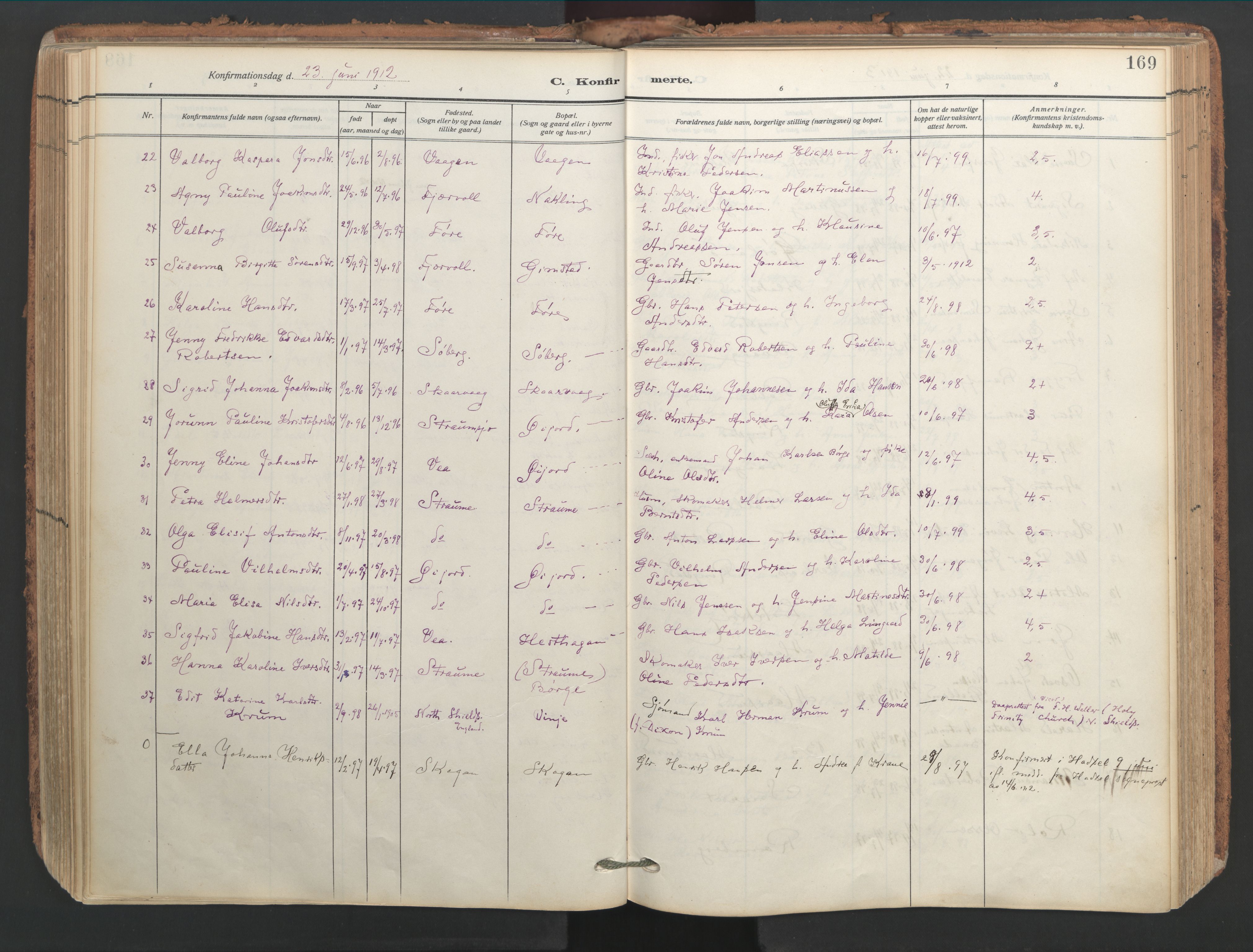 Ministerialprotokoller, klokkerbøker og fødselsregistre - Nordland, SAT/A-1459/891/L1306: Parish register (official) no. 891A11, 1911-1927, p. 169