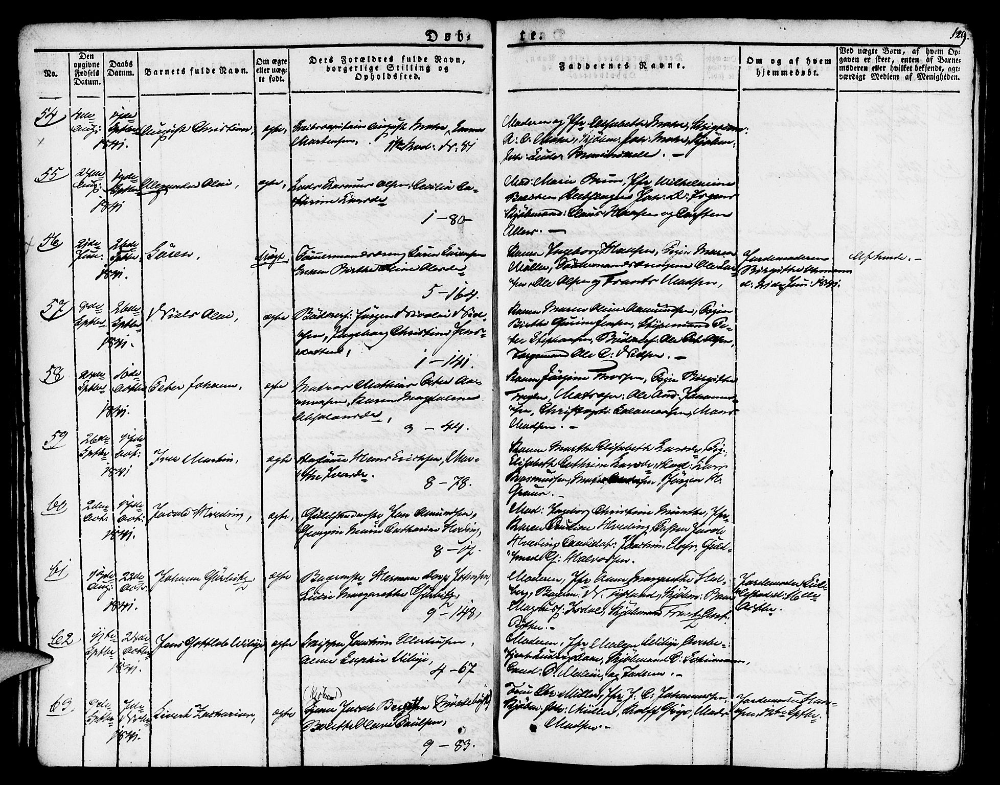 Nykirken Sokneprestembete, AV/SAB-A-77101/H/Haa/L0012: Parish register (official) no. A 12, 1821-1844, p. 129