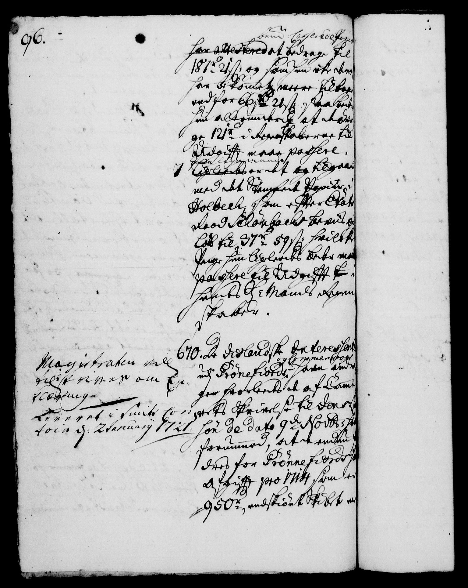 Rentekammeret, Kammerkanselliet, RA/EA-3111/G/Gh/Gha/L0003: Norsk ekstraktmemorialprotokoll, sak. 600-765 (merket RK 53.48), 1720-1721, p. 96