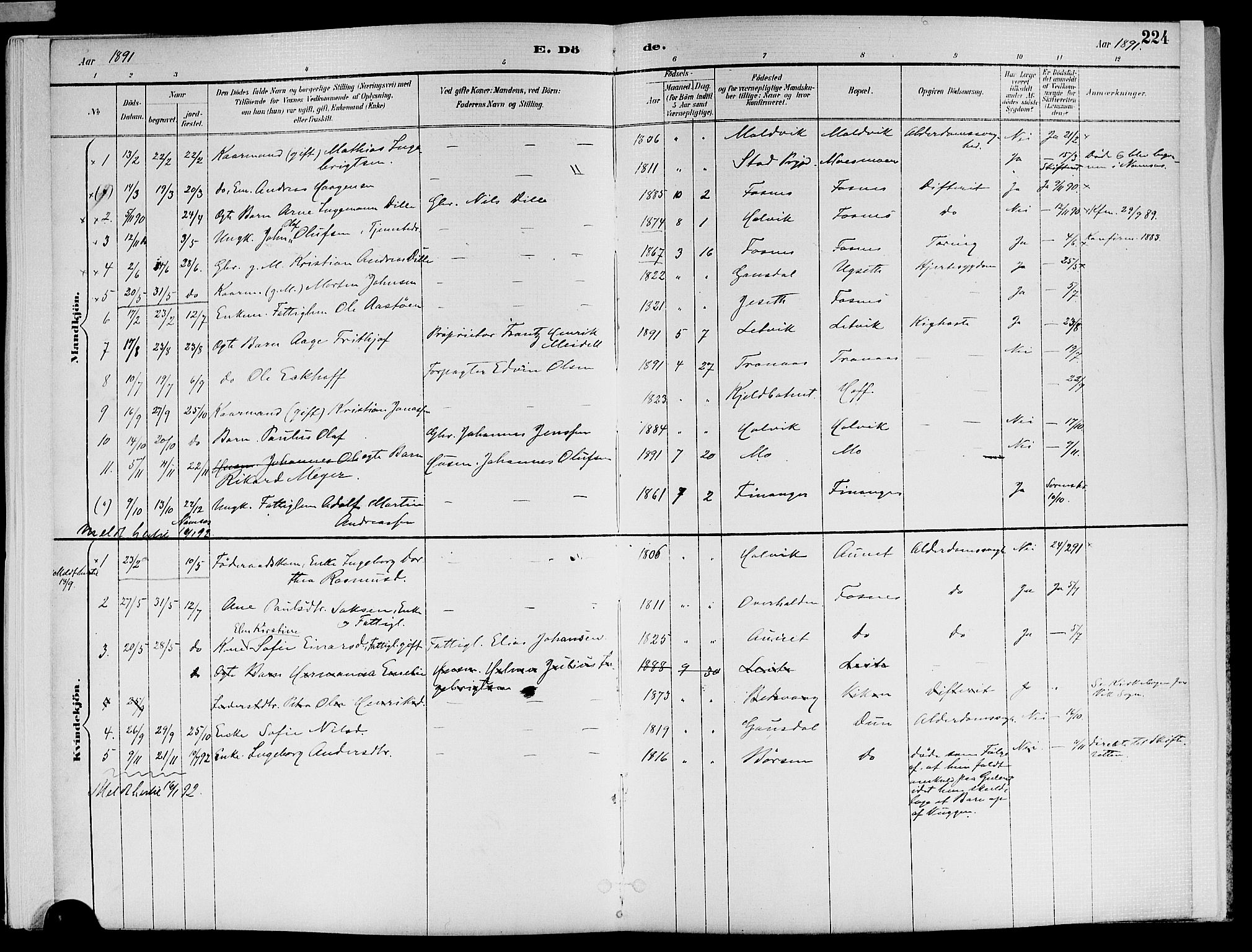 Ministerialprotokoller, klokkerbøker og fødselsregistre - Nord-Trøndelag, SAT/A-1458/773/L0617: Parish register (official) no. 773A08, 1887-1910, p. 224