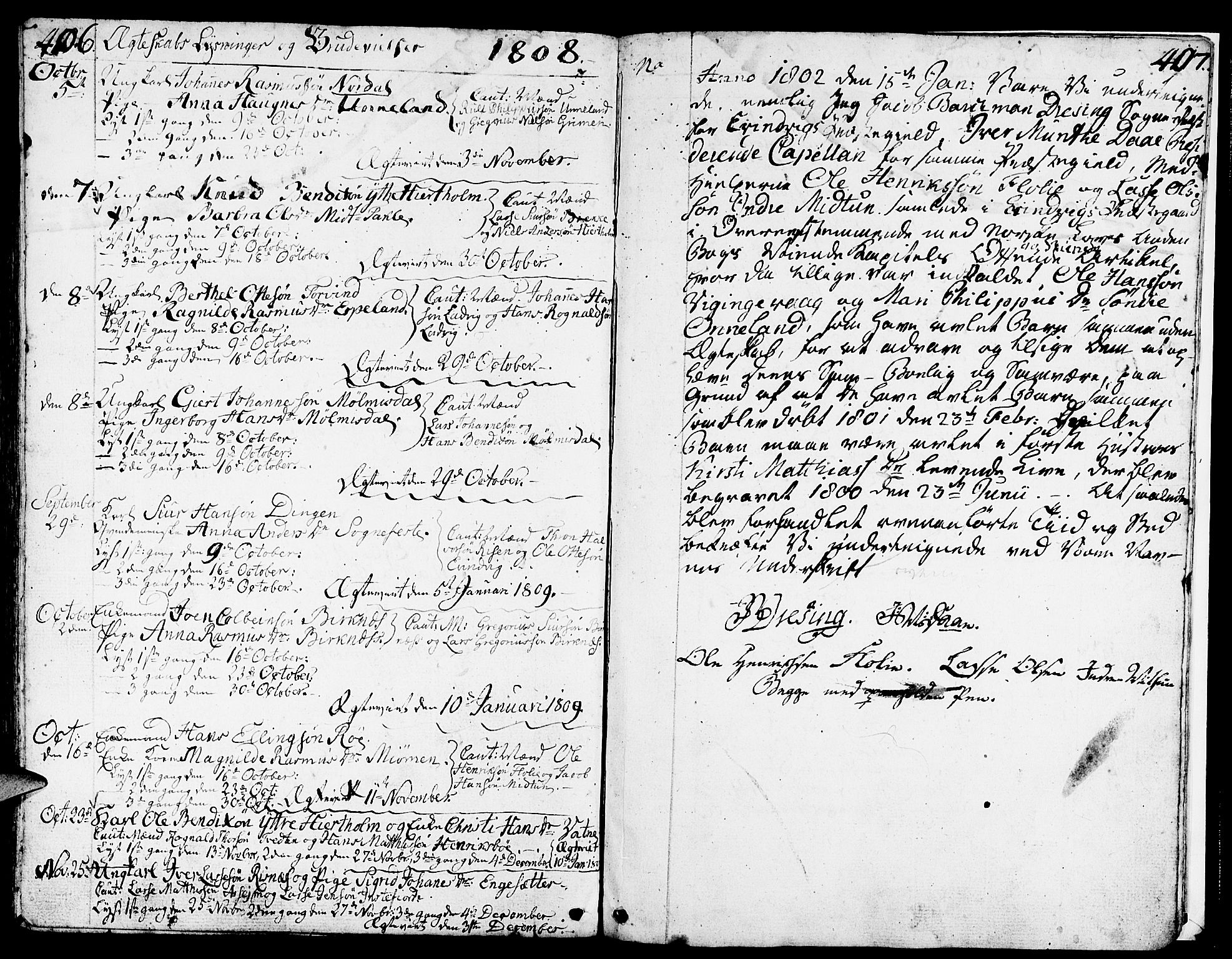 Gulen sokneprestembete, SAB/A-80201/H/Haa/Haaa/L0016: Parish register (official) no. A 16, 1798-1808, p. 406-407