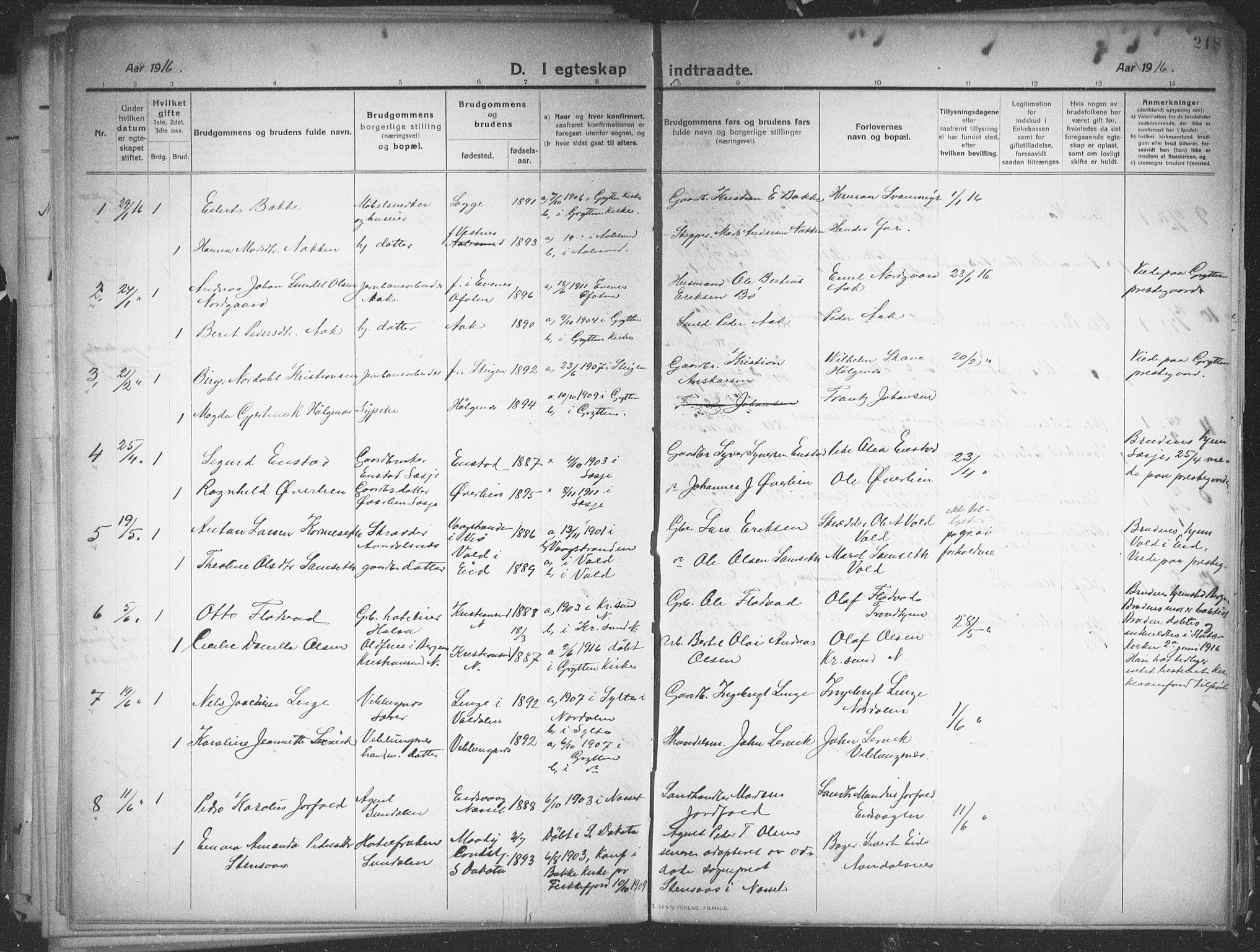 Ministerialprotokoller, klokkerbøker og fødselsregistre - Møre og Romsdal, AV/SAT-A-1454/544/L0581: Parish register (copy) no. 544C03, 1910-1937, p. 218