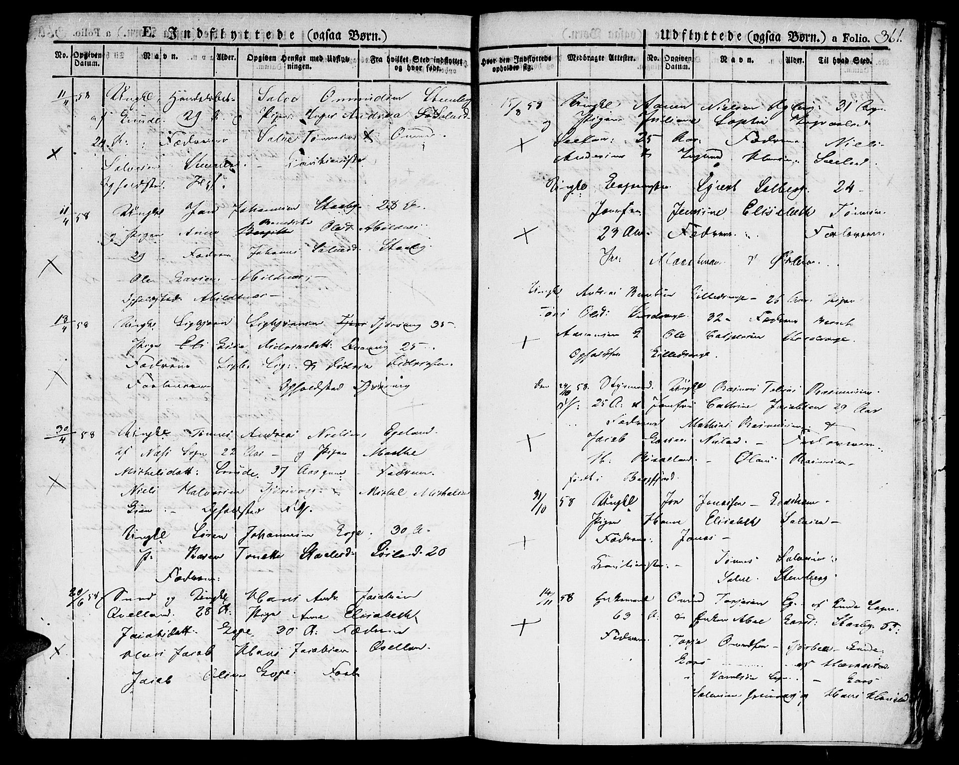 Flekkefjord sokneprestkontor, SAK/1111-0012/F/Fb/Fbc/L0004: Parish register (copy) no. B 4, 1827-1846, p. 361