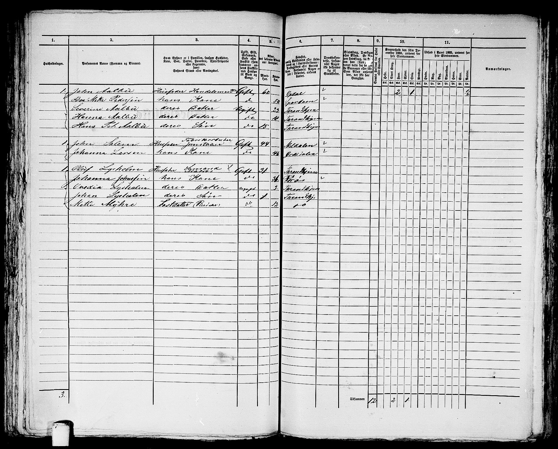 RA, 1865 census for Trondheim, 1865, p. 2882