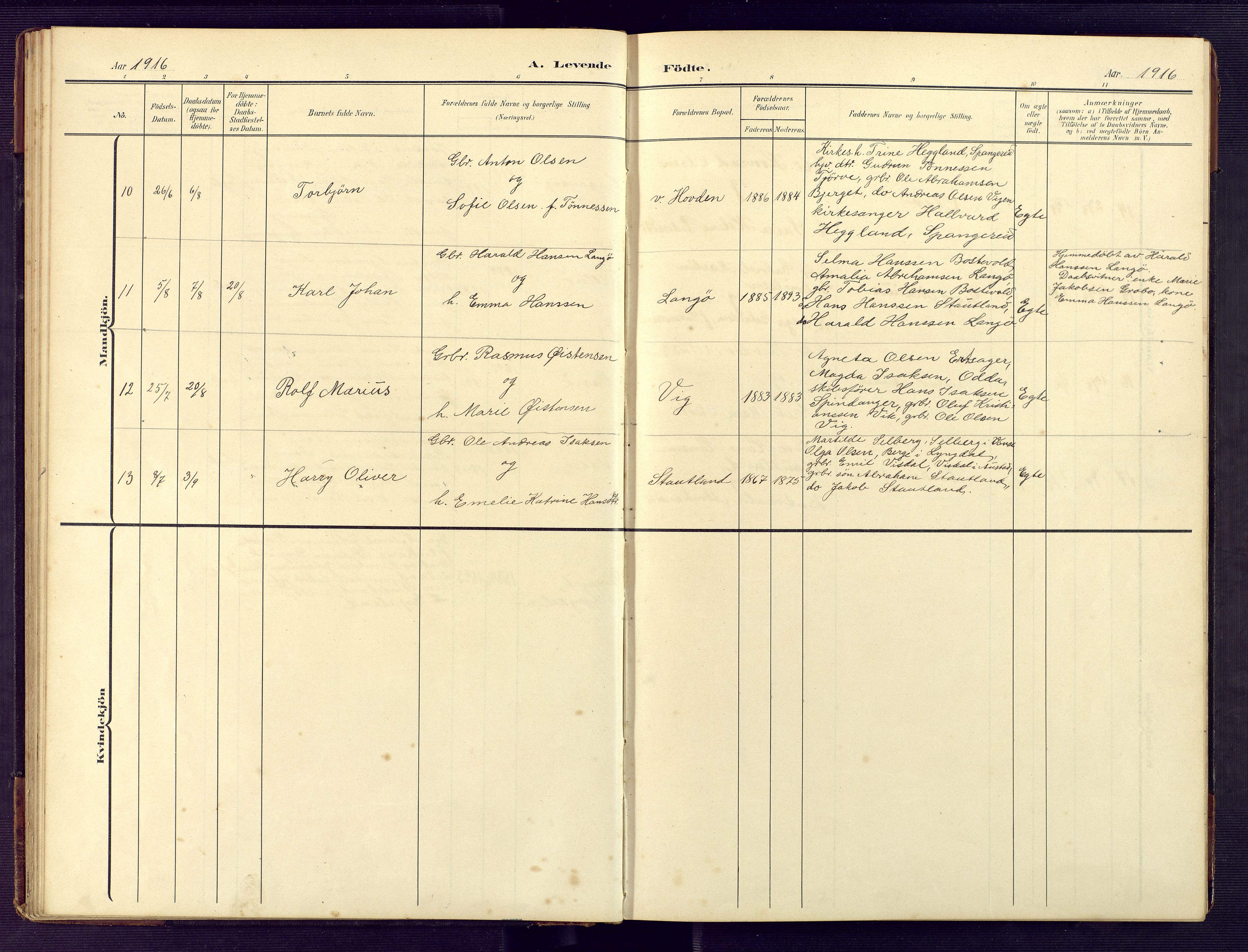 Herad sokneprestkontor, AV/SAK-1111-0018/F/Fb/Fbb/L0005: Parish register (copy) no. B 5, 1908-1949