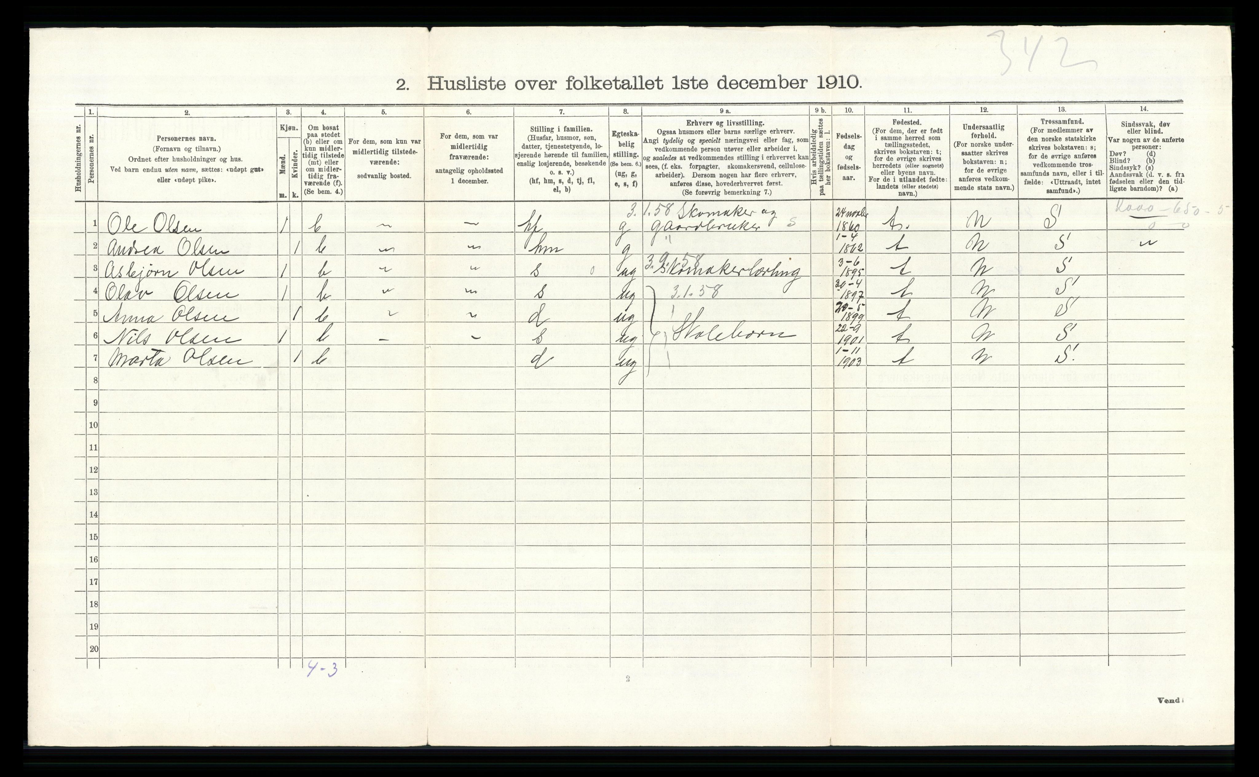 RA, 1910 census for Elverum, 1910, p. 316