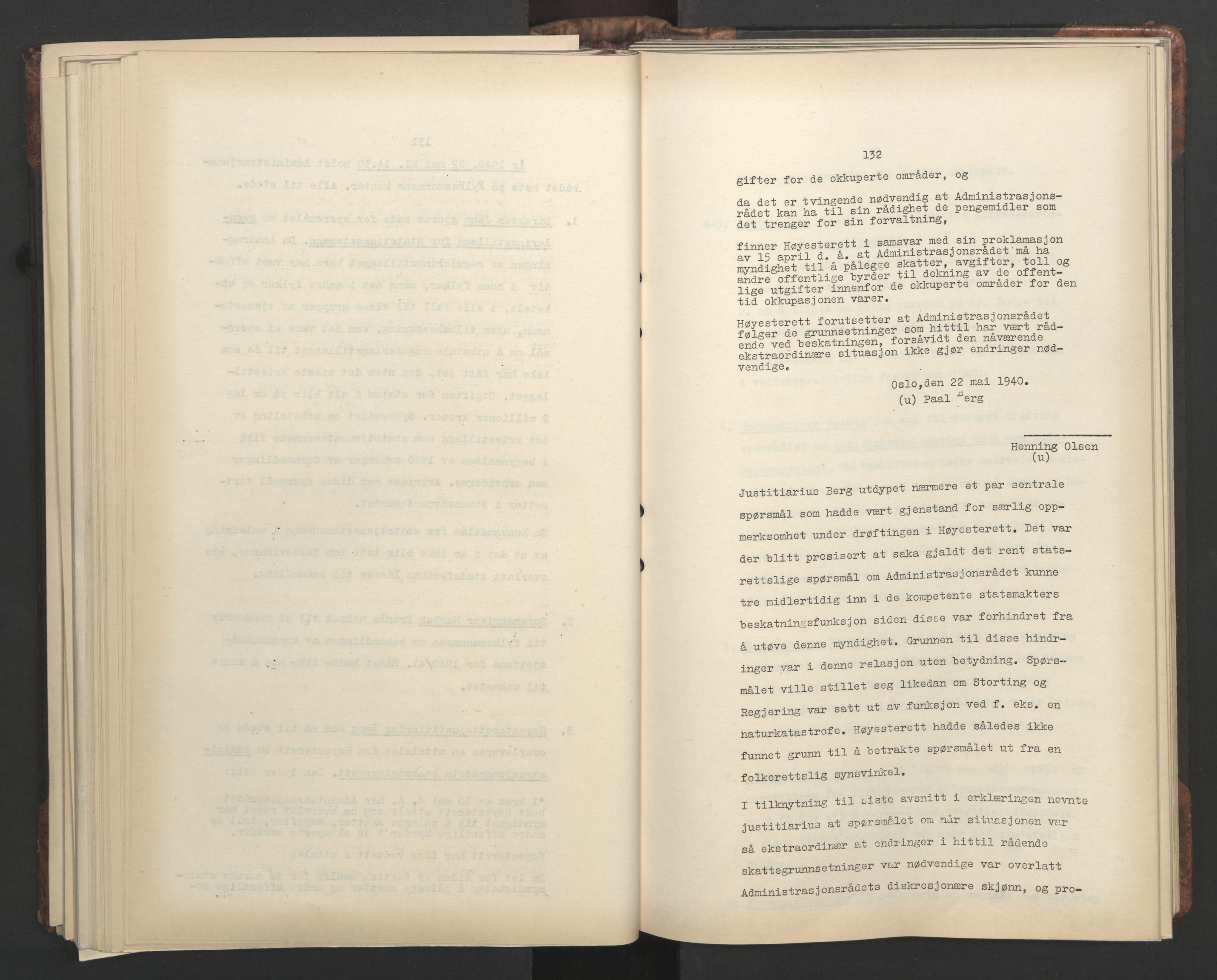 Administrasjonsrådet, AV/RA-S-1004/A/L0001: Møteprotokoll med tillegg 15/4-25/9, 1940, p. 132