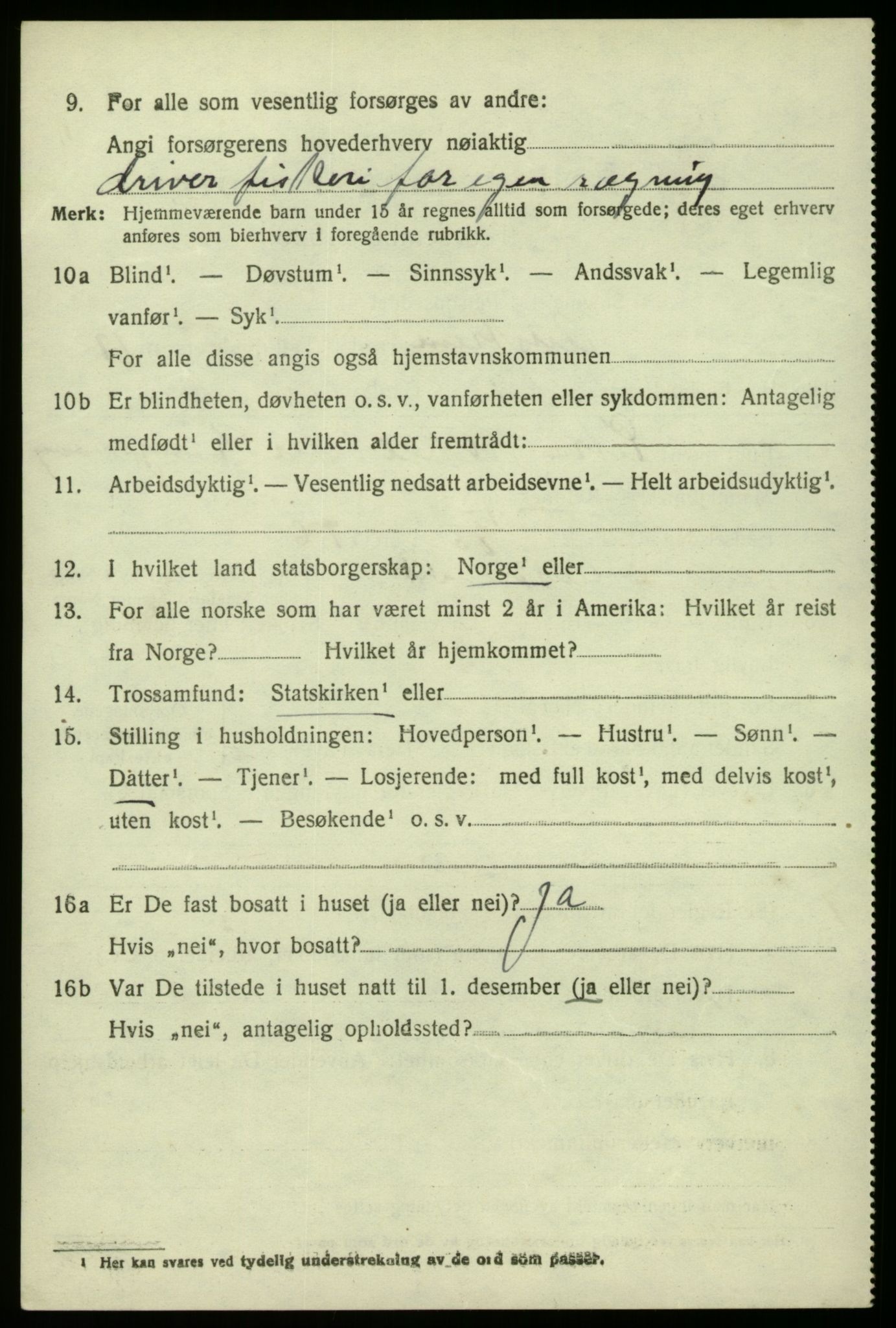 SAB, 1920 census for Austrheim, 1920, p. 5419