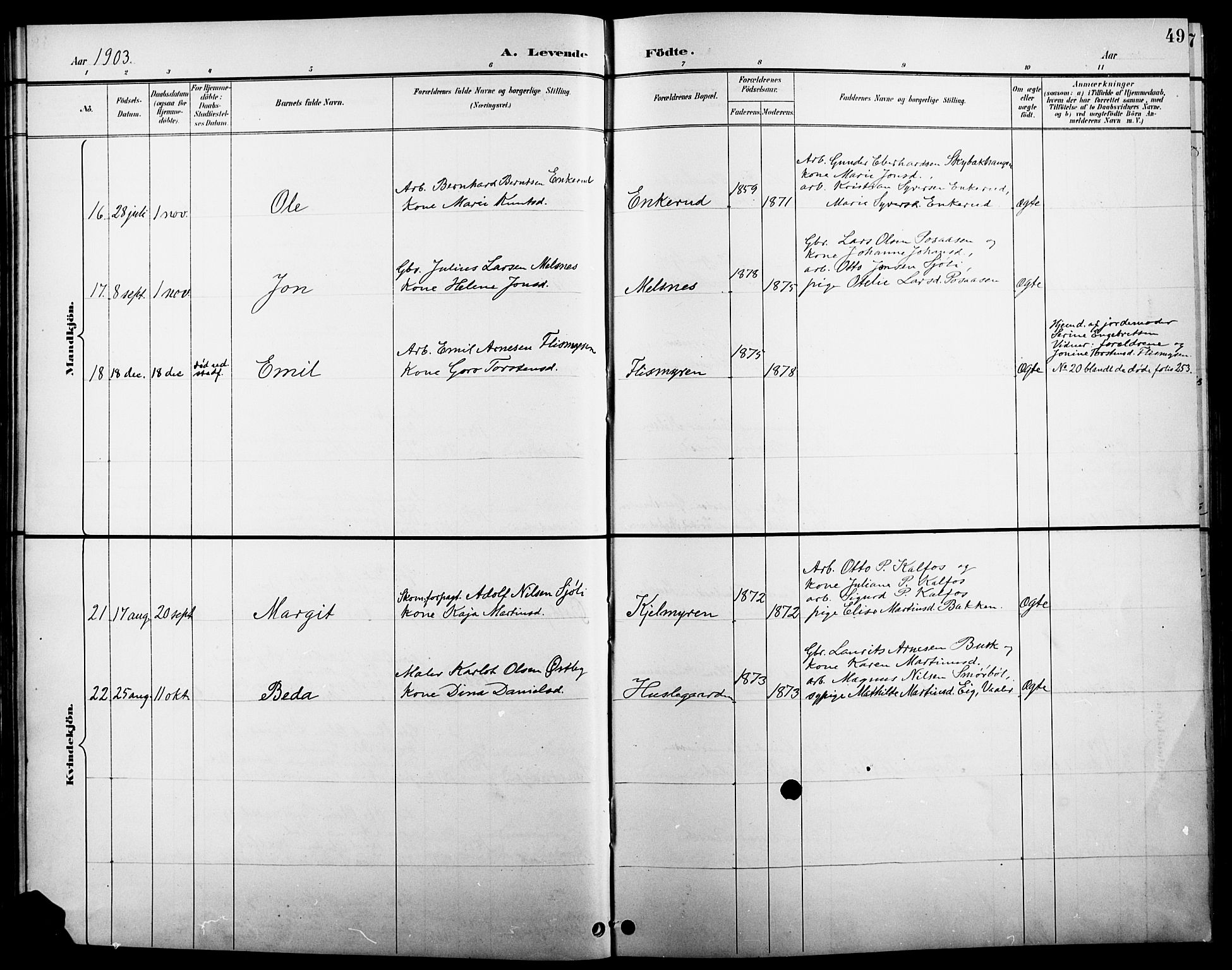 Åsnes prestekontor, AV/SAH-PREST-042/H/Ha/Hab/L0005: Parish register (copy) no. 5, 1895-1920, p. 49