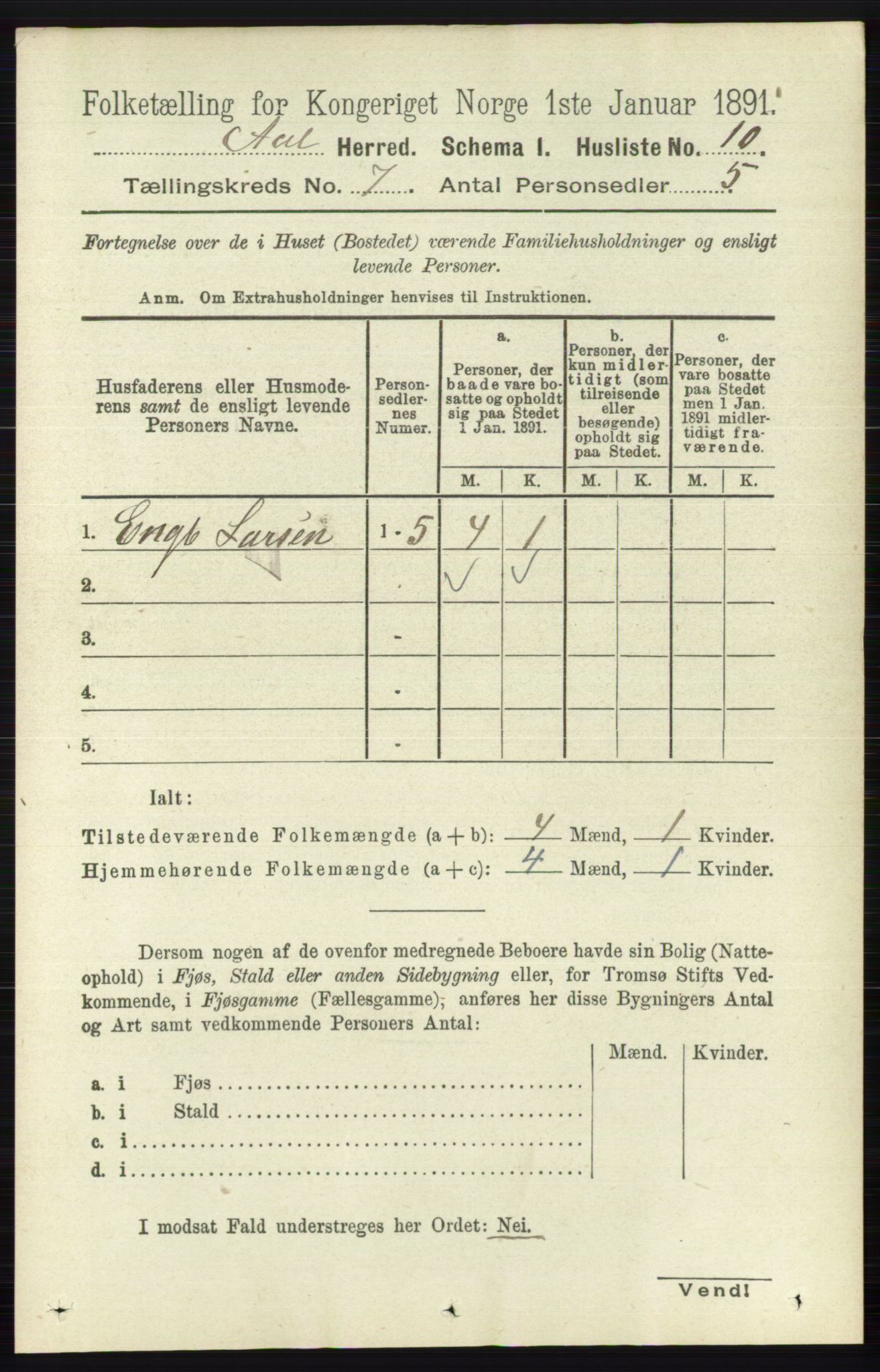 RA, 1891 census for 0619 Ål, 1891, p. 1791