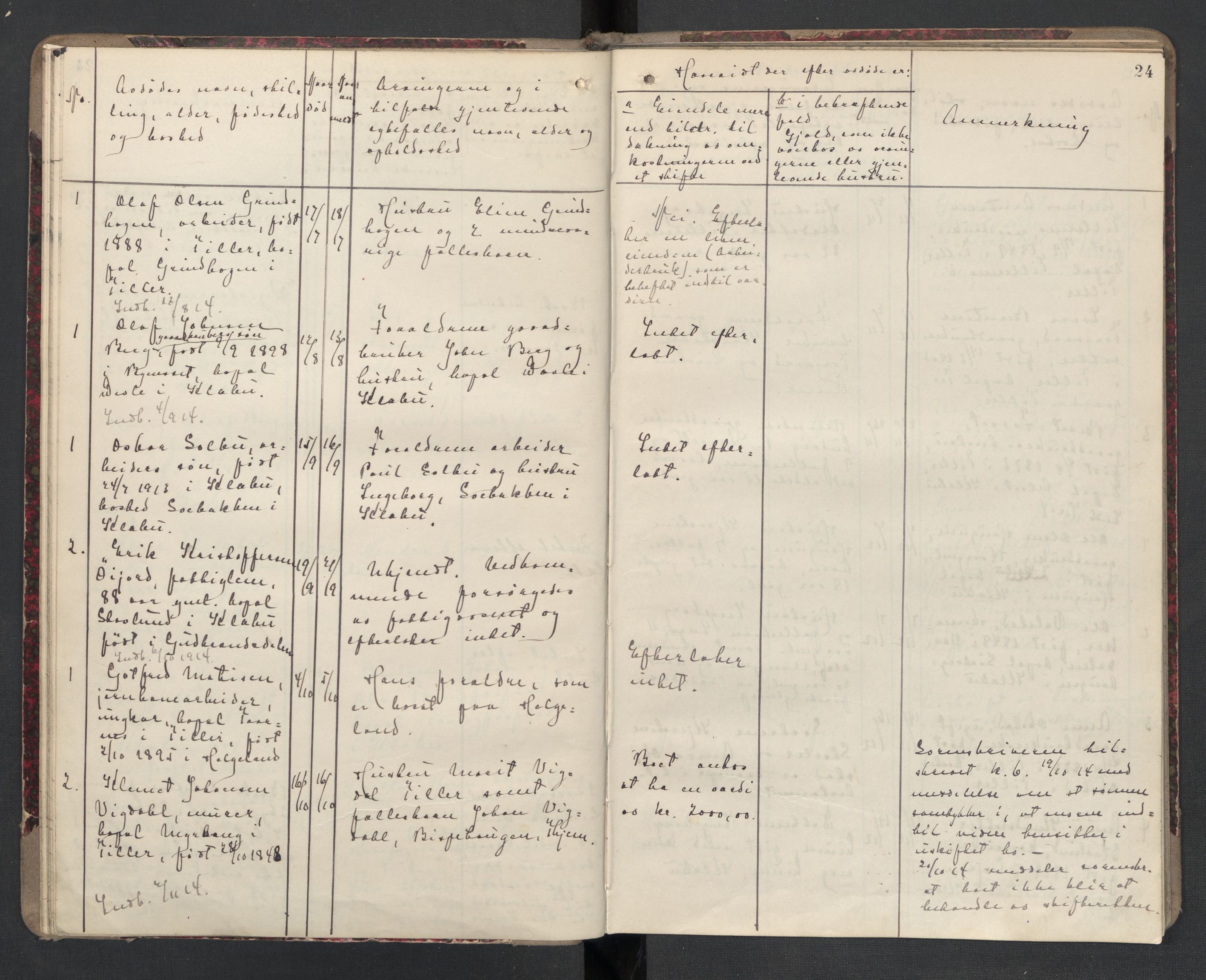 Klæbu lensmannskontor, AV/SAT-A-1059/1/02/L0001: 2.01.01 Anmeldte dødsfall, 1908-1924, p. 24