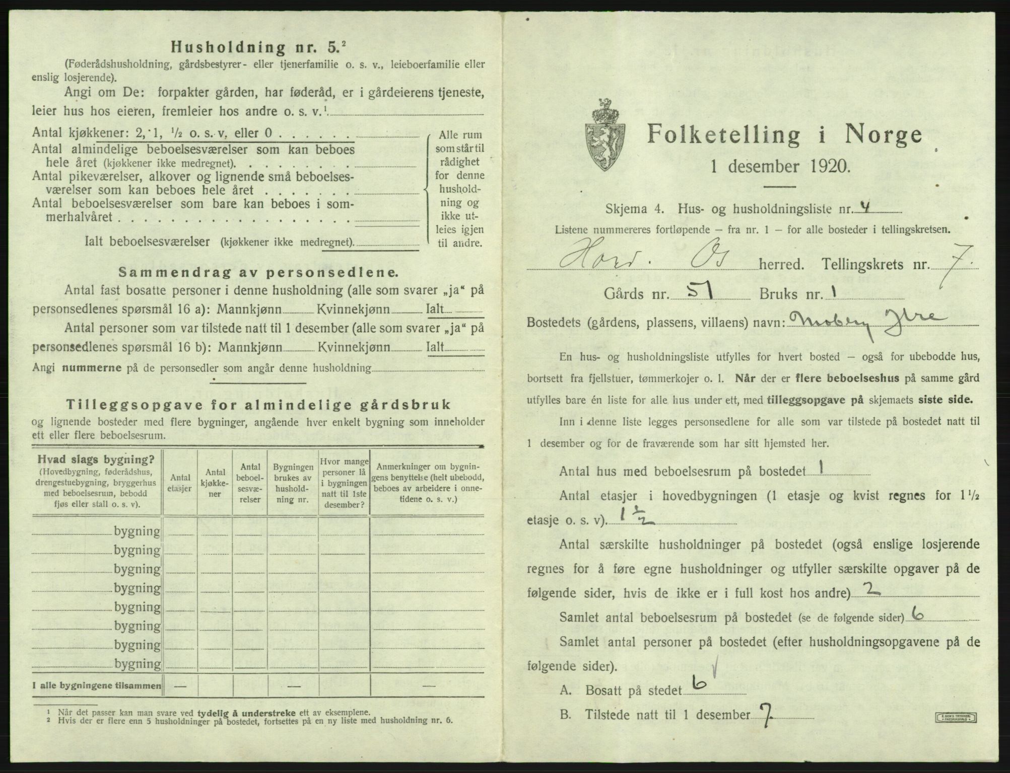 SAB, 1920 census for Os, 1920, p. 700