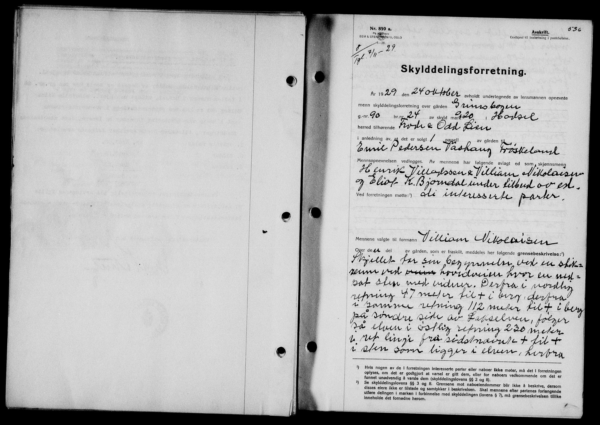 Vesterålen sorenskriveri, SAT/A-4180/1/2/2Ca/L0049: Mortgage book no. 42, 1929-1929, Deed date: 07.11.1929