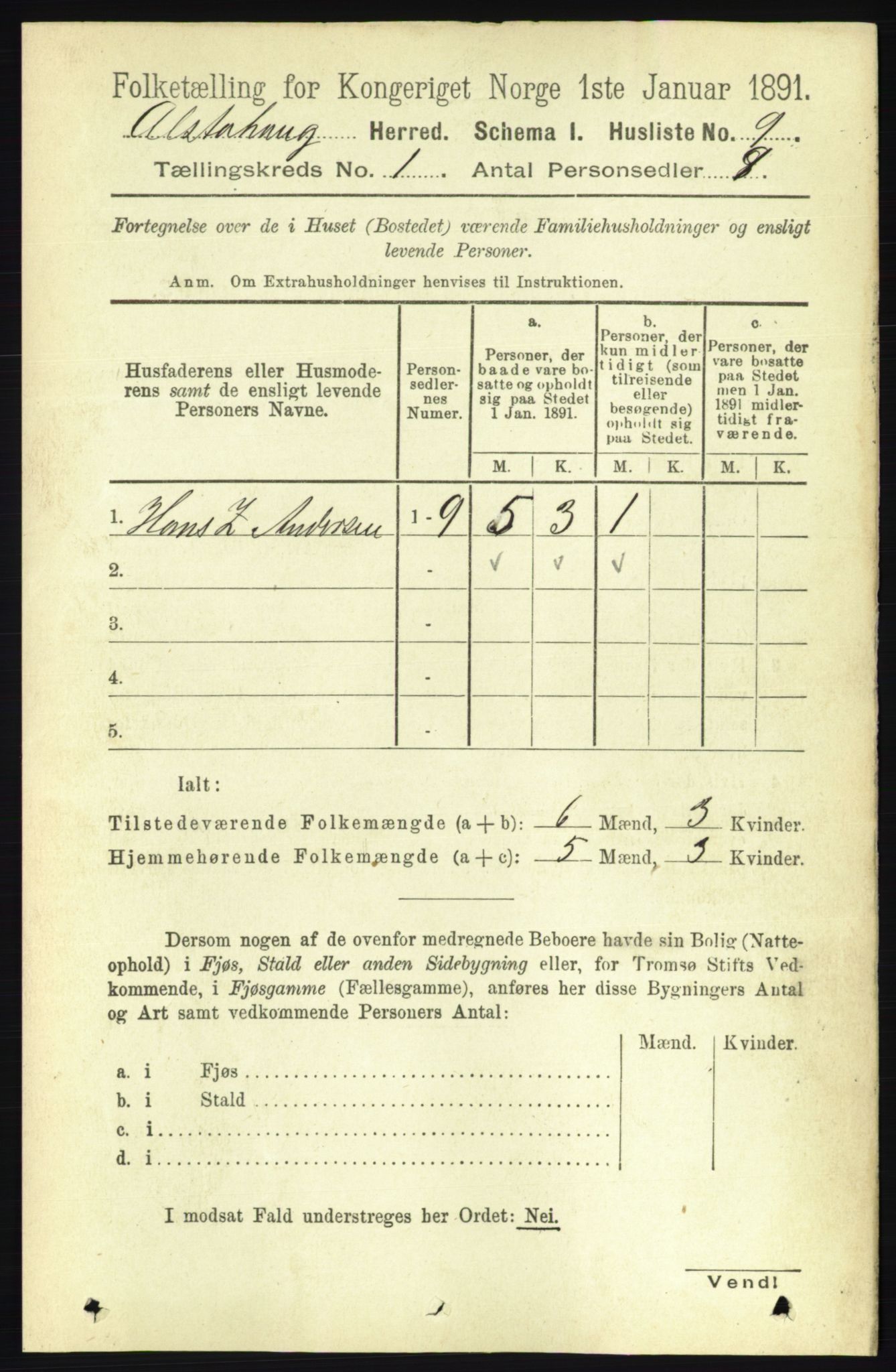 RA, 1891 census for 1820 Alstahaug, 1891, p. 44