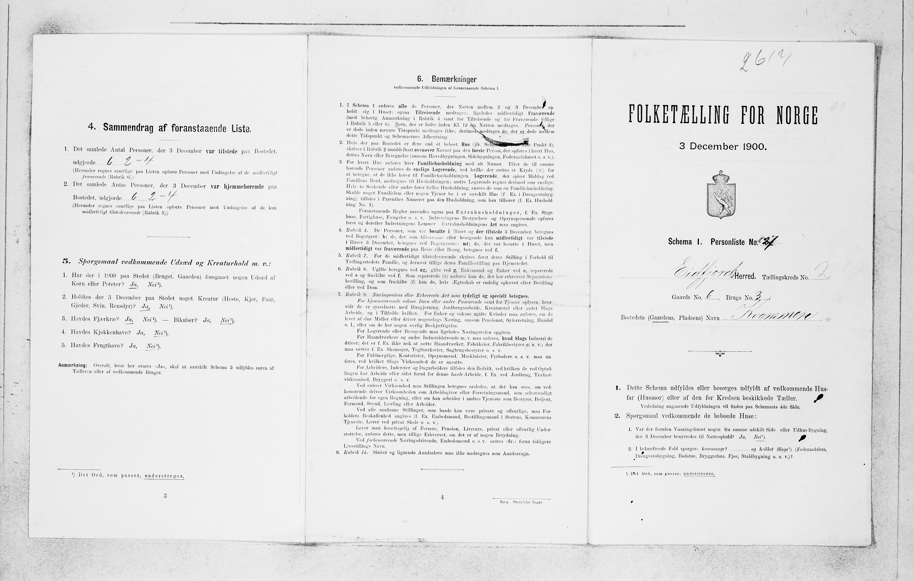 SAB, 1900 census for Eidfjord, 1900, p. 125