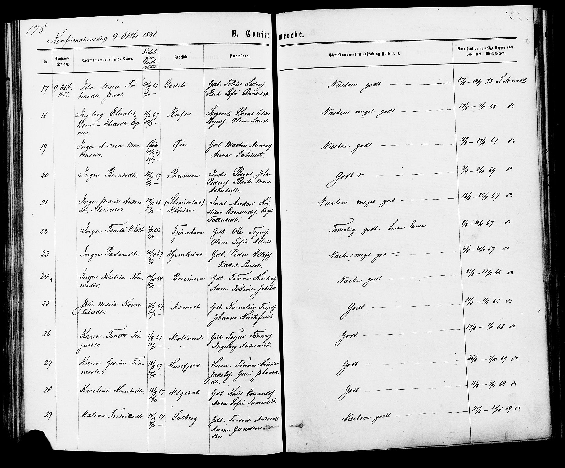 Kvinesdal sokneprestkontor, SAK/1111-0026/F/Fa/Fab/L0007: Parish register (official) no. A 7, 1870-1885, p. 176