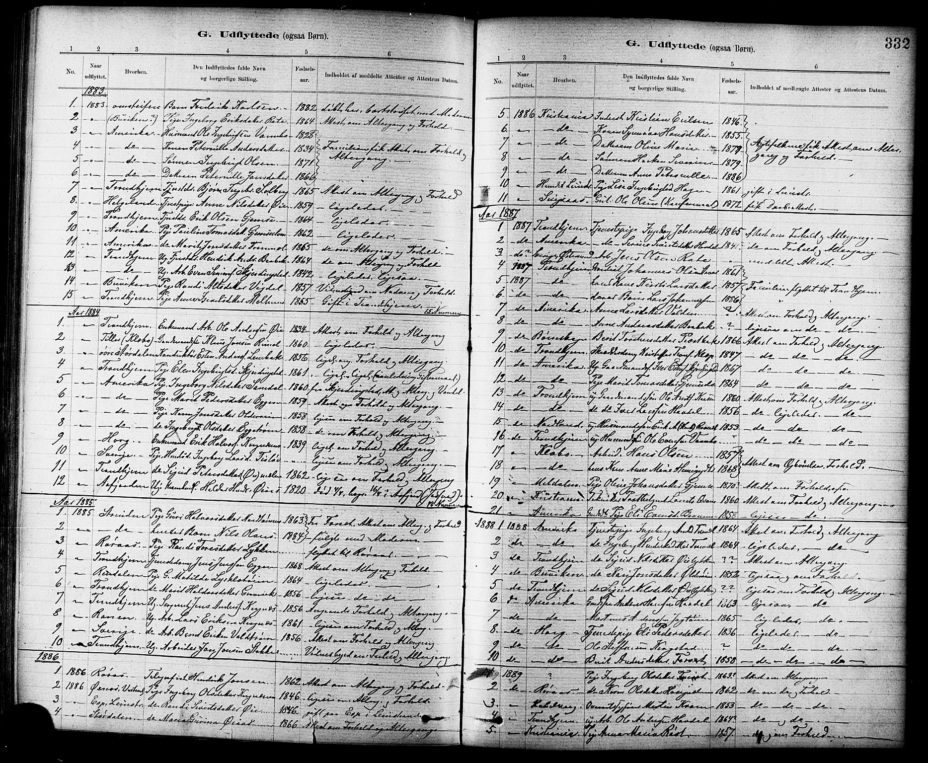 Ministerialprotokoller, klokkerbøker og fødselsregistre - Sør-Trøndelag, SAT/A-1456/691/L1094: Parish register (copy) no. 691C05, 1879-1911, p. 332