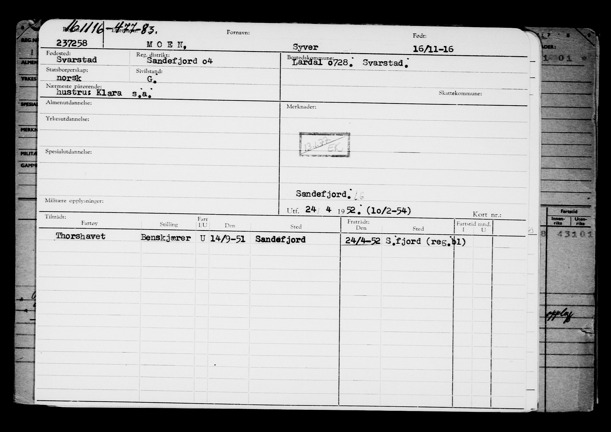 Direktoratet for sjømenn, AV/RA-S-3545/G/Gb/L0144: Hovedkort, 1916, p. 25