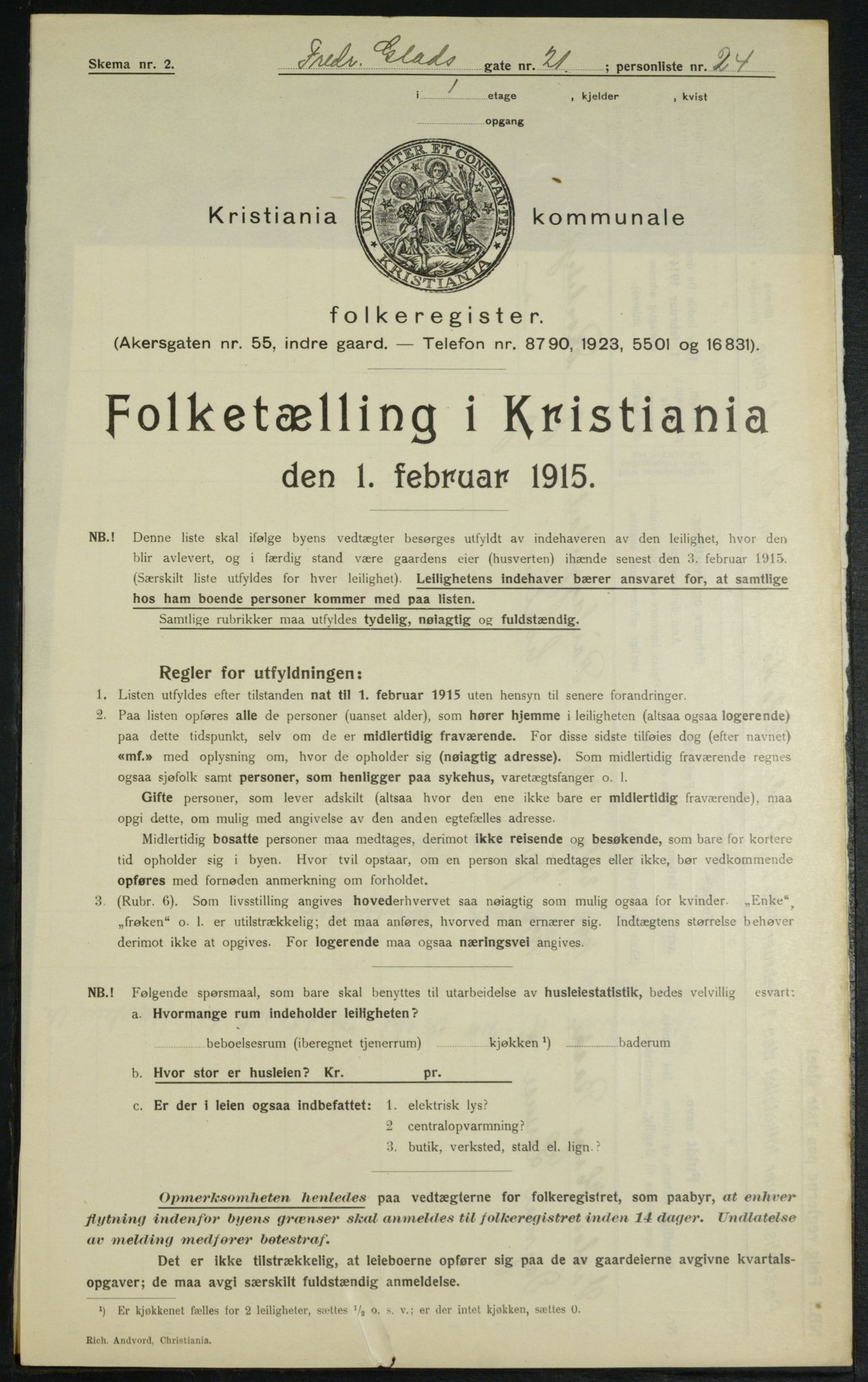 OBA, Municipal Census 1915 for Kristiania, 1915, p. 26148