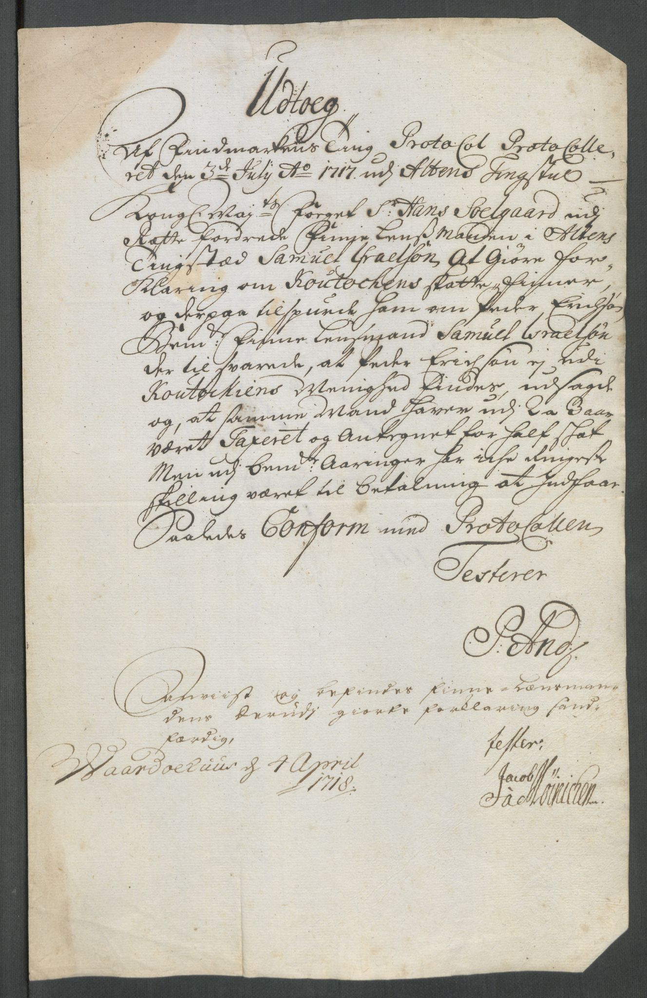 Rentekammeret inntil 1814, Reviderte regnskaper, Fogderegnskap, AV/RA-EA-4092/R69/L4857: Fogderegnskap Finnmark/Vardøhus, 1716-1718, p. 360