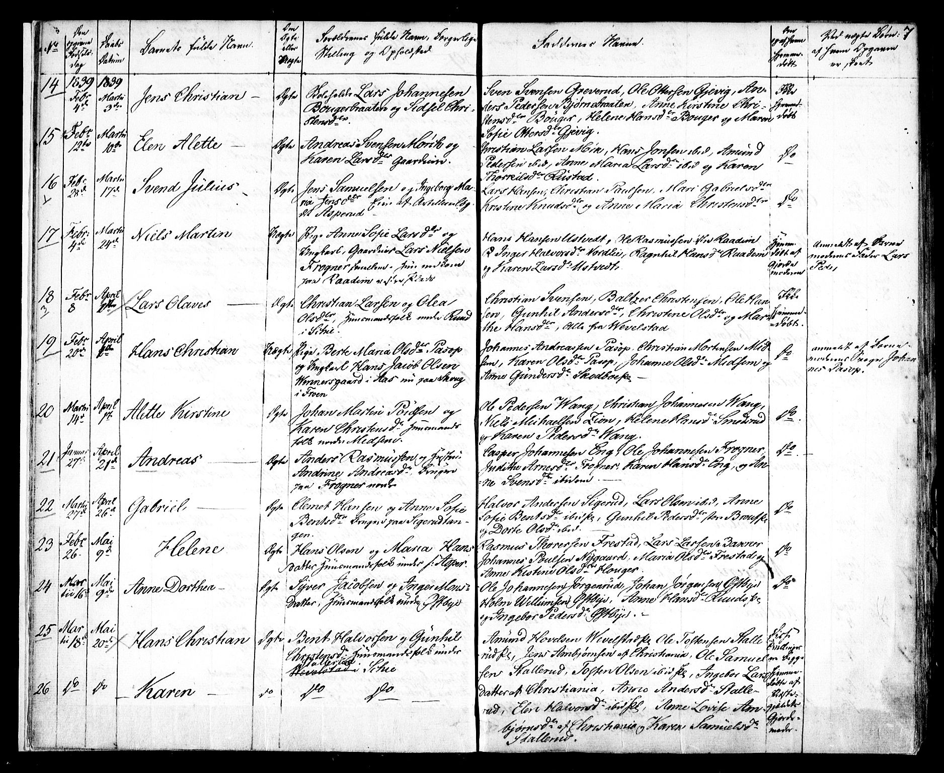 Kråkstad prestekontor Kirkebøker, AV/SAO-A-10125a/F/Fa/L0005: Parish register (official) no. I 5, 1837-1847, p. 7