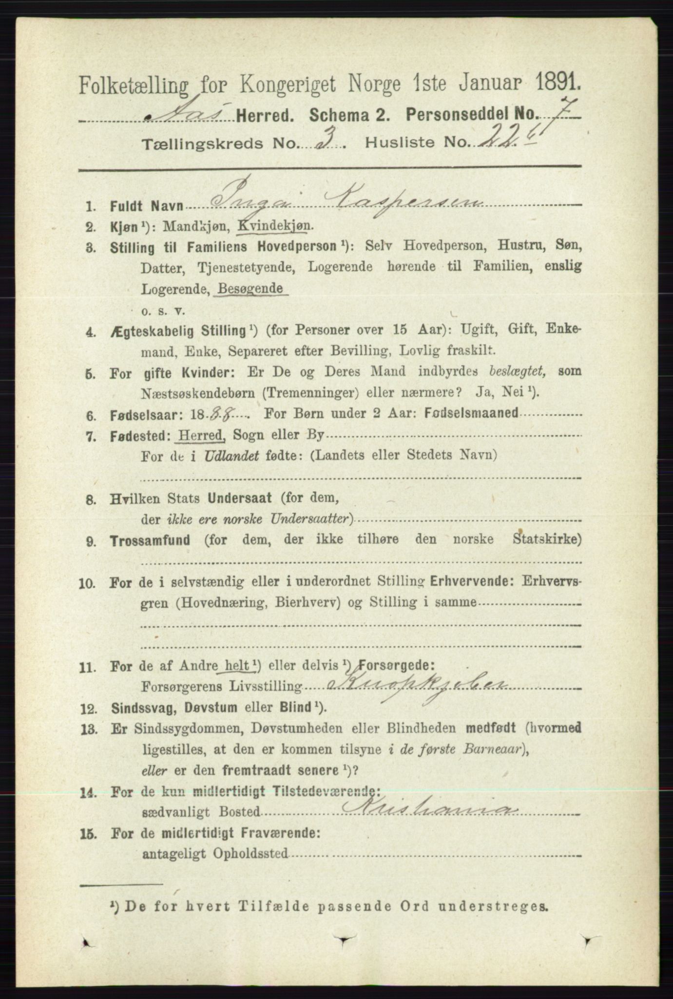 RA, 1891 census for 0214 Ås, 1891, p. 2893