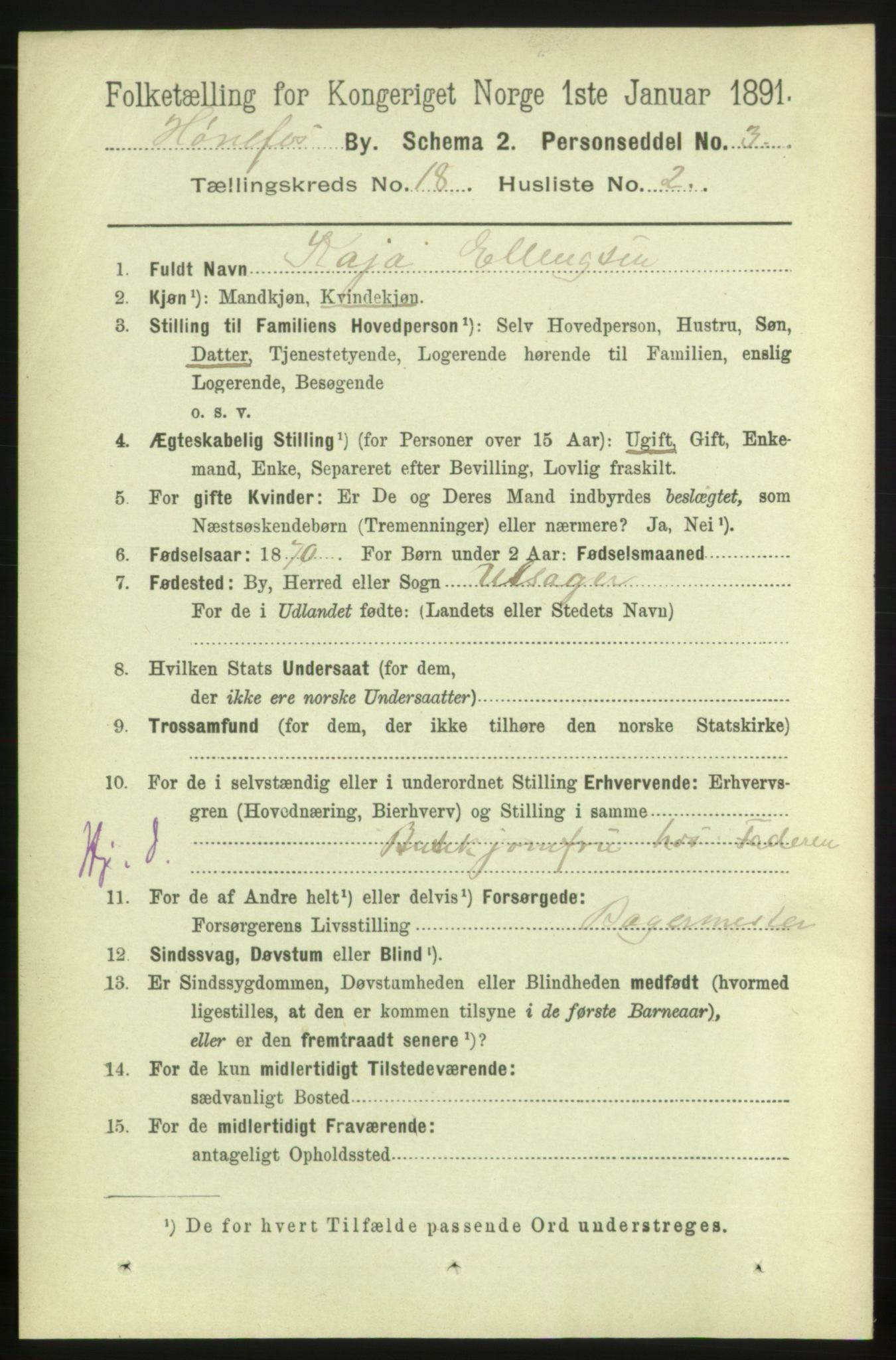 RA, 1891 census for 0601 Hønefoss, 1891, p. 1956