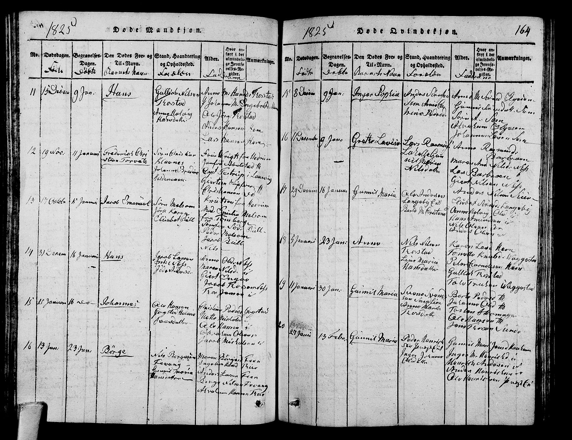 Sandar kirkebøker, AV/SAKO-A-243/G/Ga/L0001: Parish register (copy) no. 1, 1814-1835, p. 164