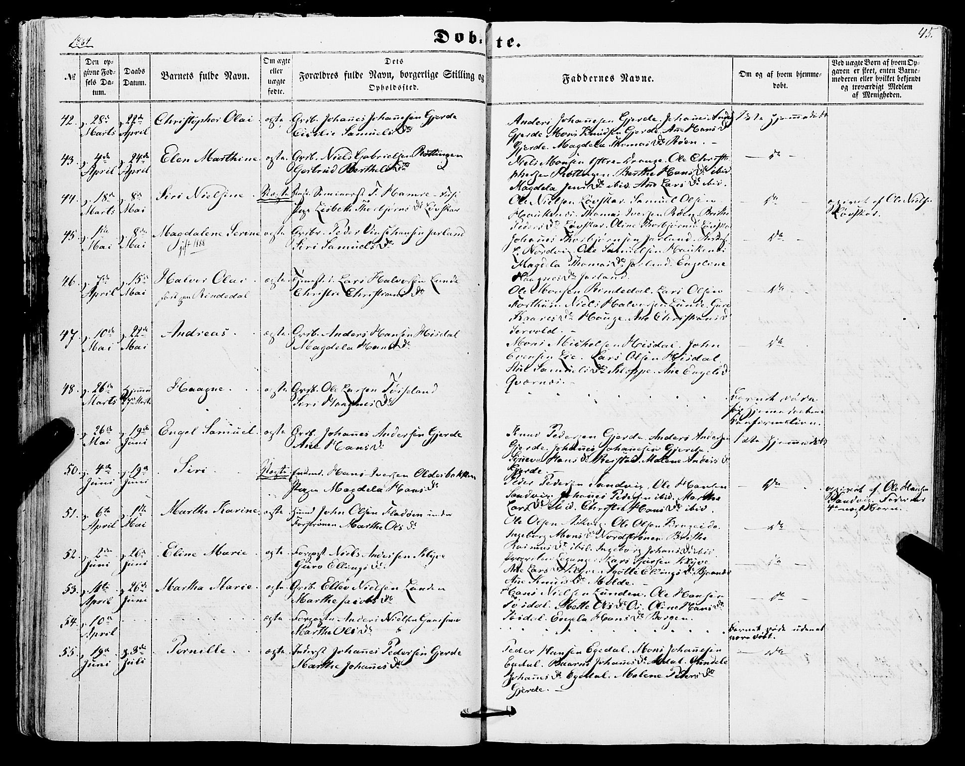 Os sokneprestembete, AV/SAB-A-99929: Parish register (official) no. A 17, 1860-1873, p. 45