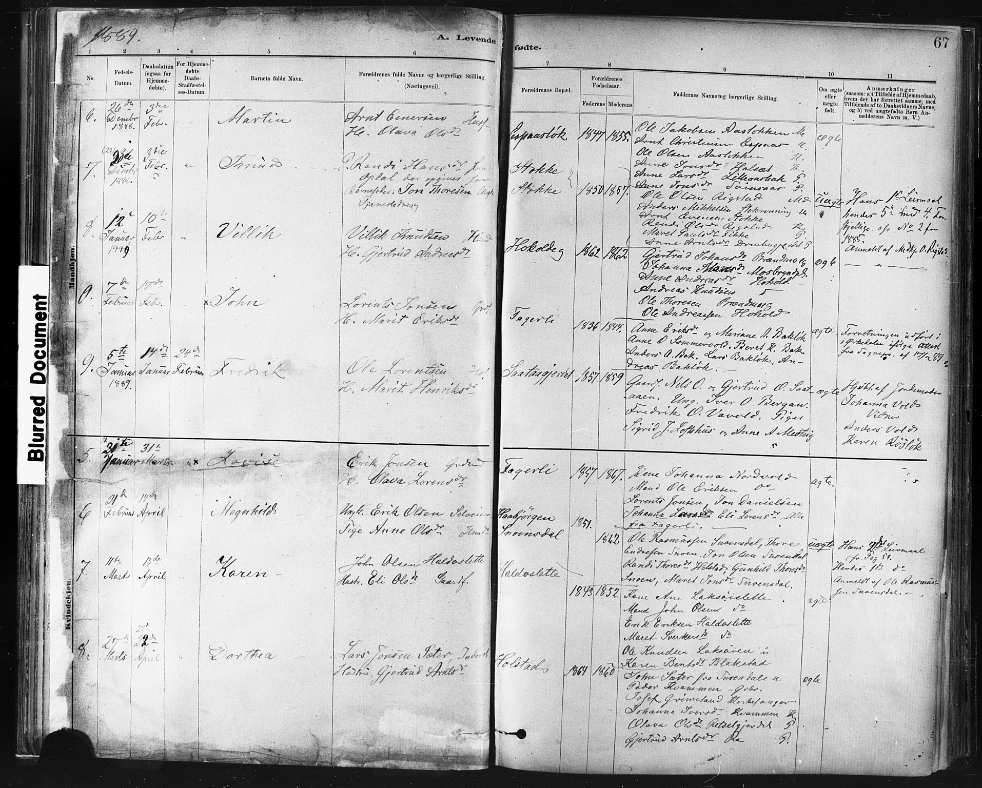 Ministerialprotokoller, klokkerbøker og fødselsregistre - Sør-Trøndelag, AV/SAT-A-1456/672/L0857: Parish register (official) no. 672A09, 1882-1893, p. 67