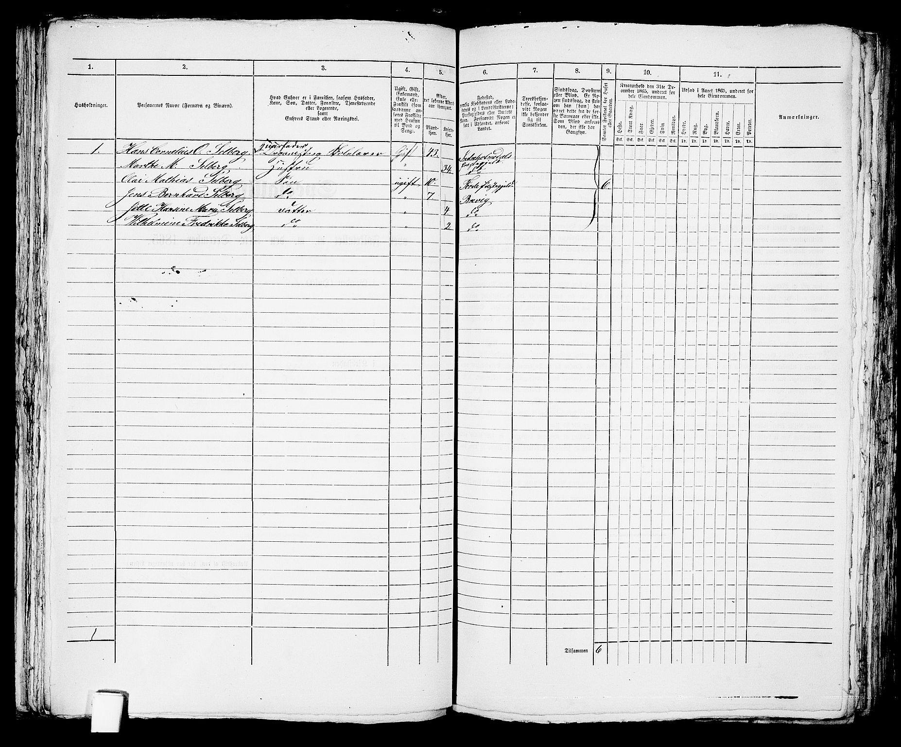 RA, 1865 census for Brevik, 1865, p. 551
