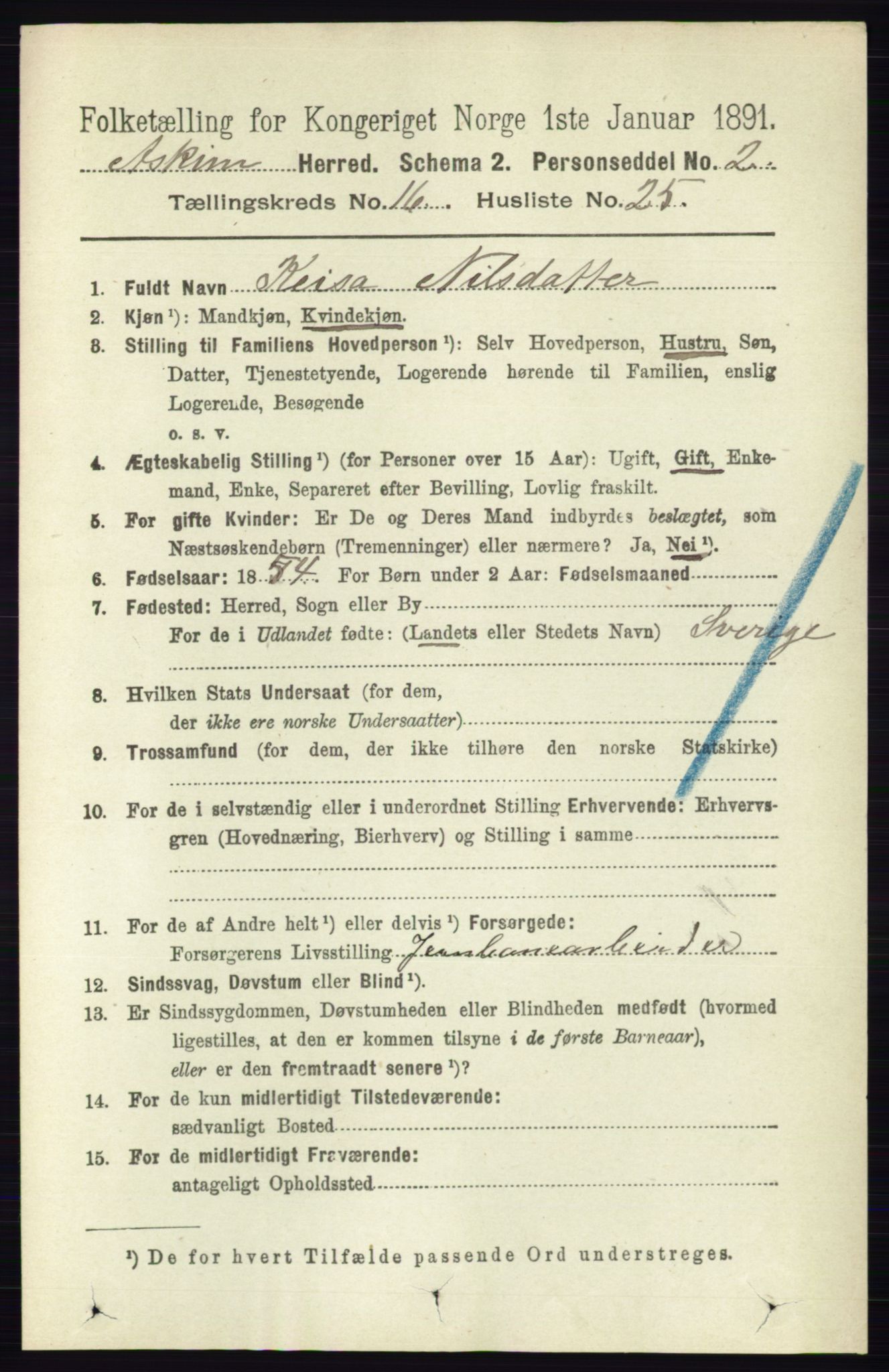 RA, 1891 census for 0124 Askim, 1891, p. 2786