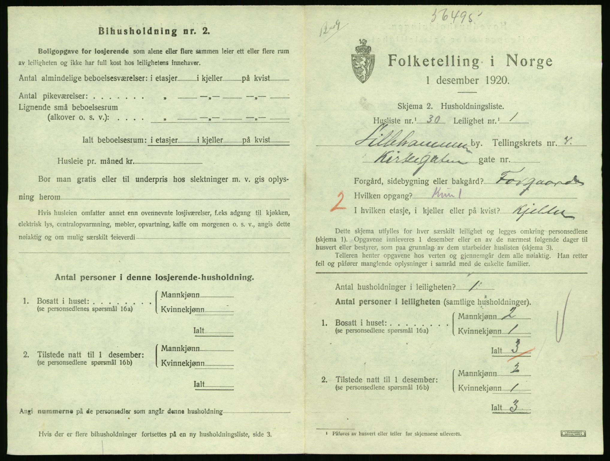 SAH, 1920 census for Lillehammer, 1920, p. 2040