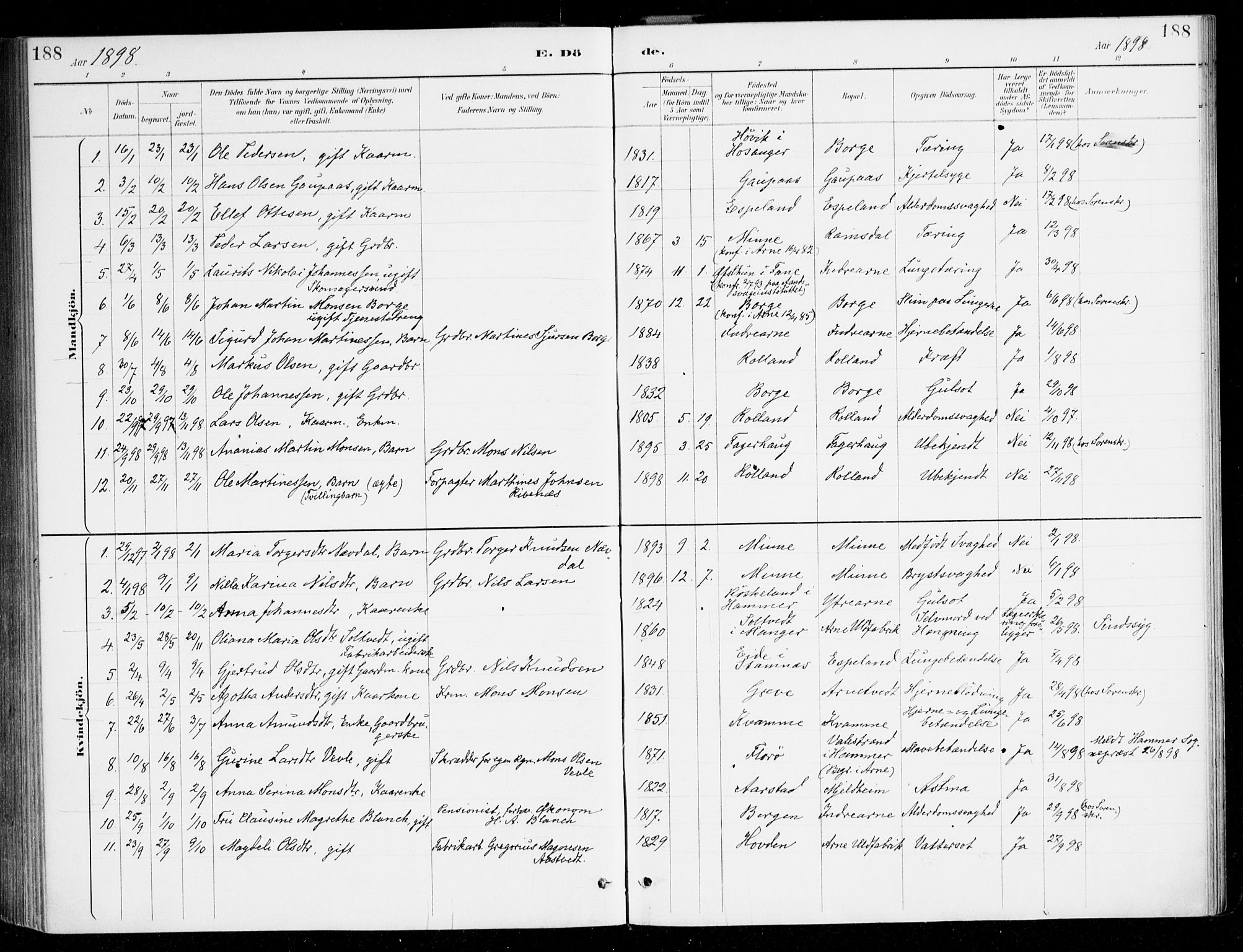 Haus sokneprestembete, SAB/A-75601/H/Haa/Haad/L0001: Parish register (official) no. D 1, 1887-1898, p. 188