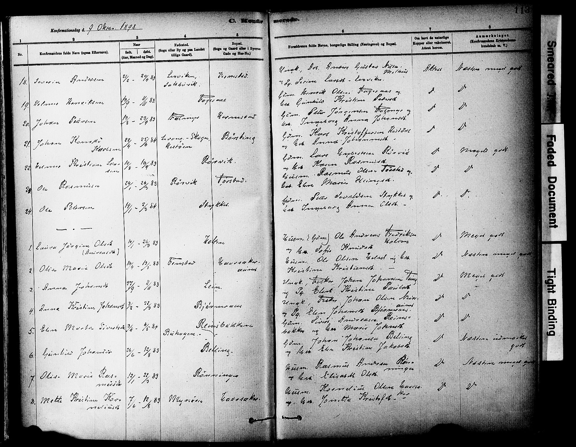 Ministerialprotokoller, klokkerbøker og fødselsregistre - Sør-Trøndelag, SAT/A-1456/646/L0615: Parish register (official) no. 646A13, 1885-1900, p. 113