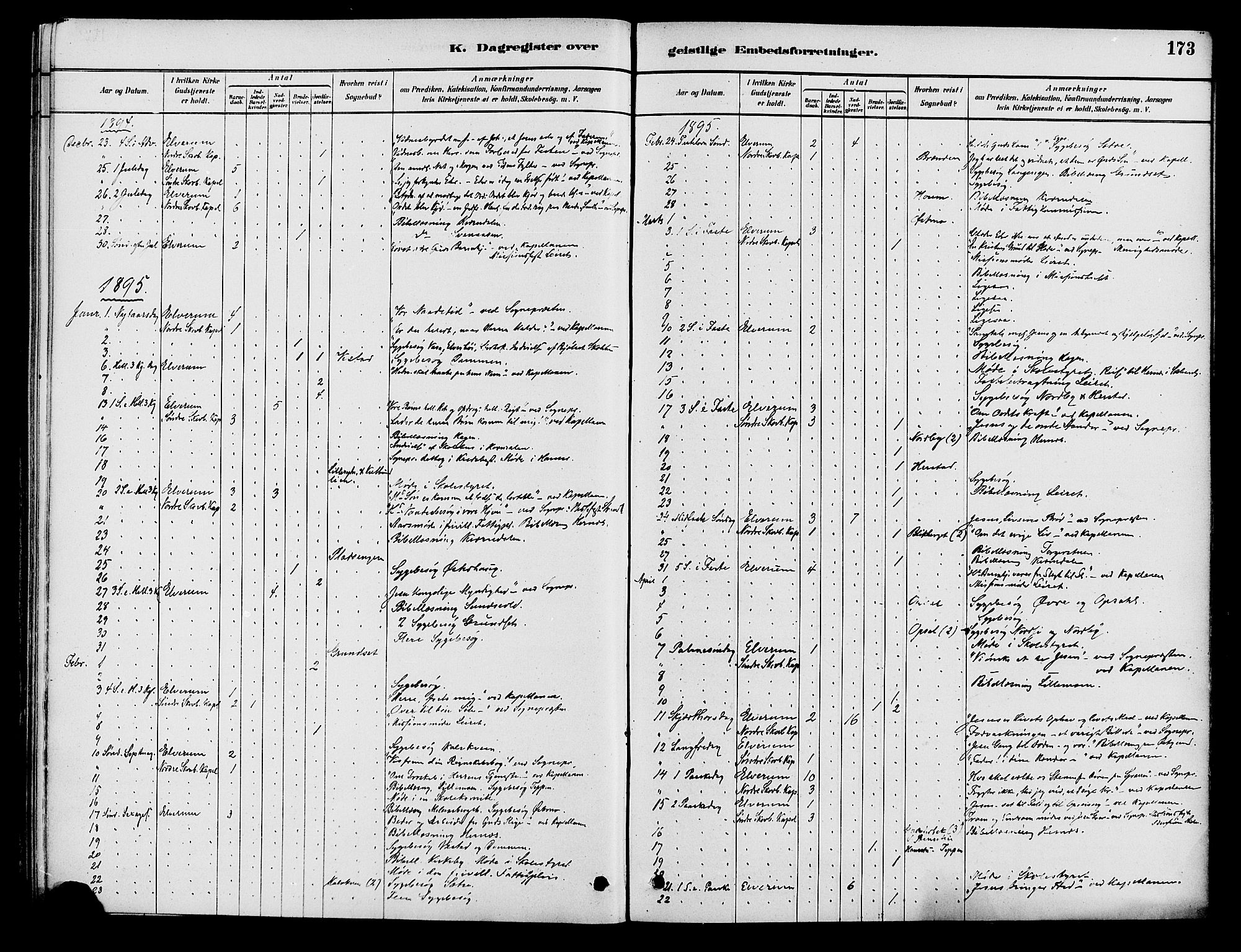 Elverum prestekontor, AV/SAH-PREST-044/H/Ha/Haa/L0012: Parish register (official) no. 12, 1880-1893, p. 173