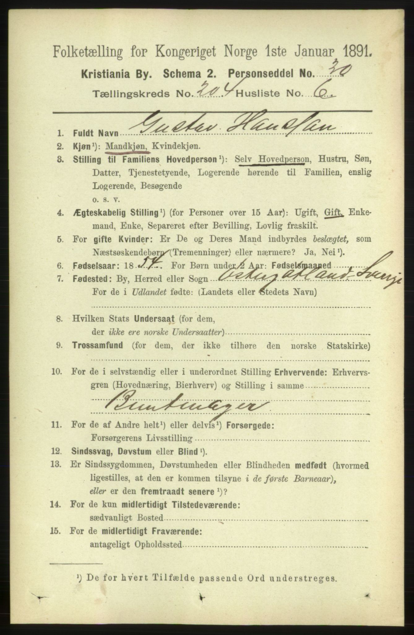 RA, 1891 census for 0301 Kristiania, 1891, p. 123313