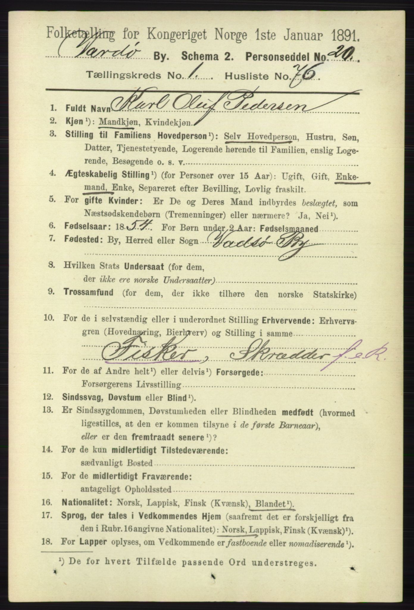 RA, 1891 census for 2002 Vardø, 1891, p. 983