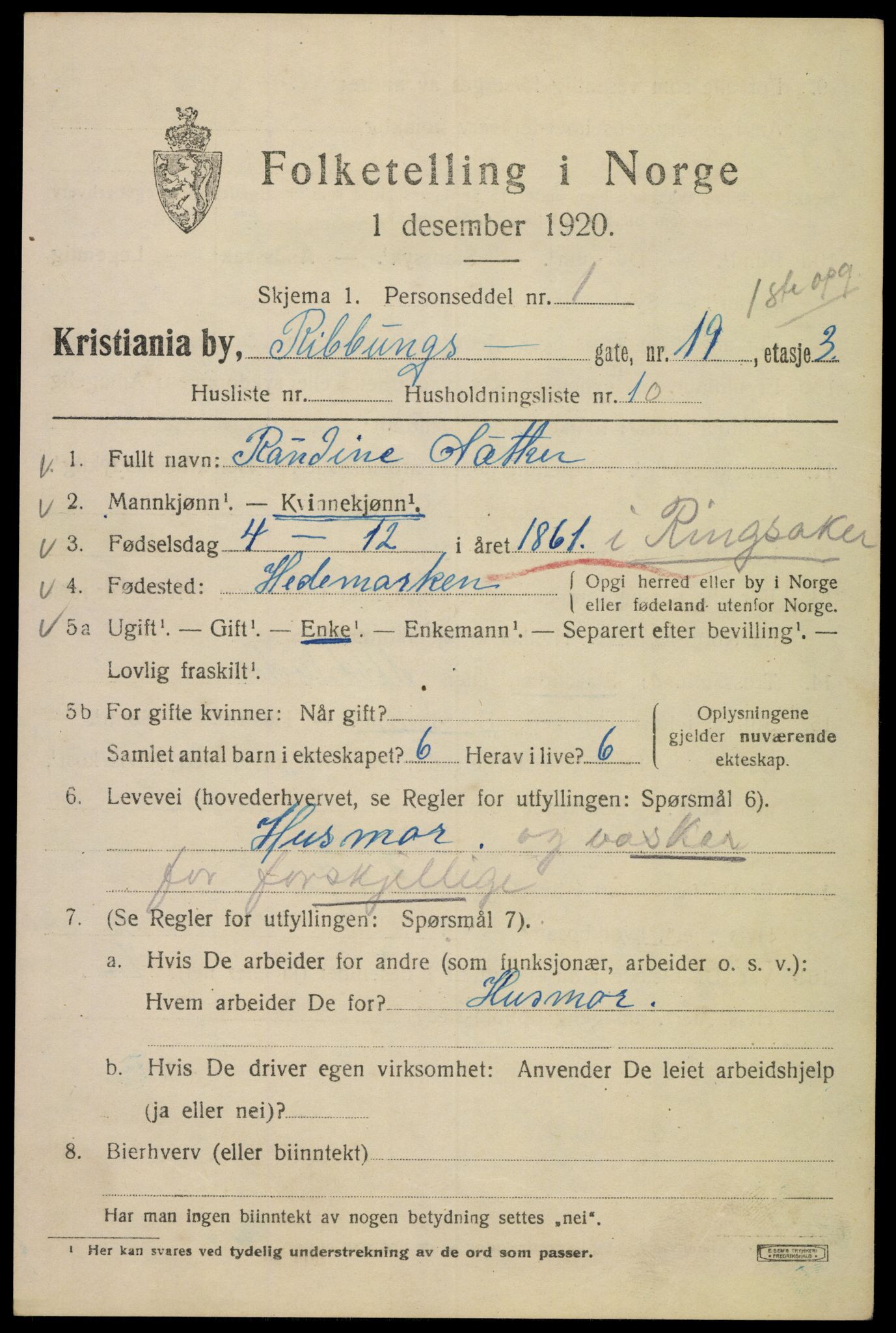 SAO, 1920 census for Kristiania, 1920, p. 462409