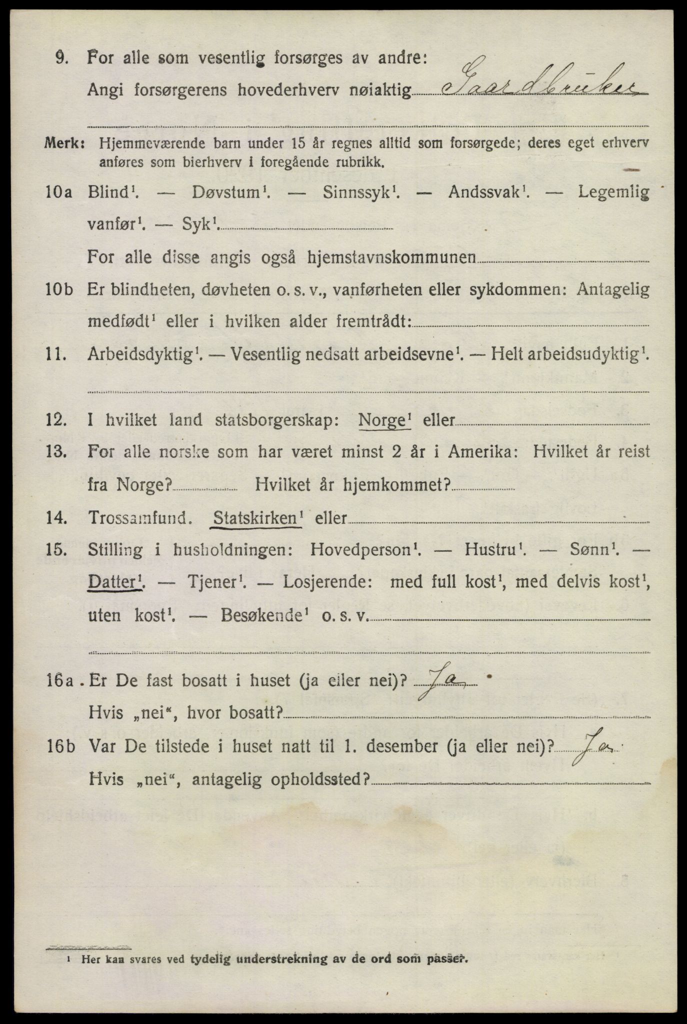 SAKO, 1920 census for Lunde, 1920, p. 2996