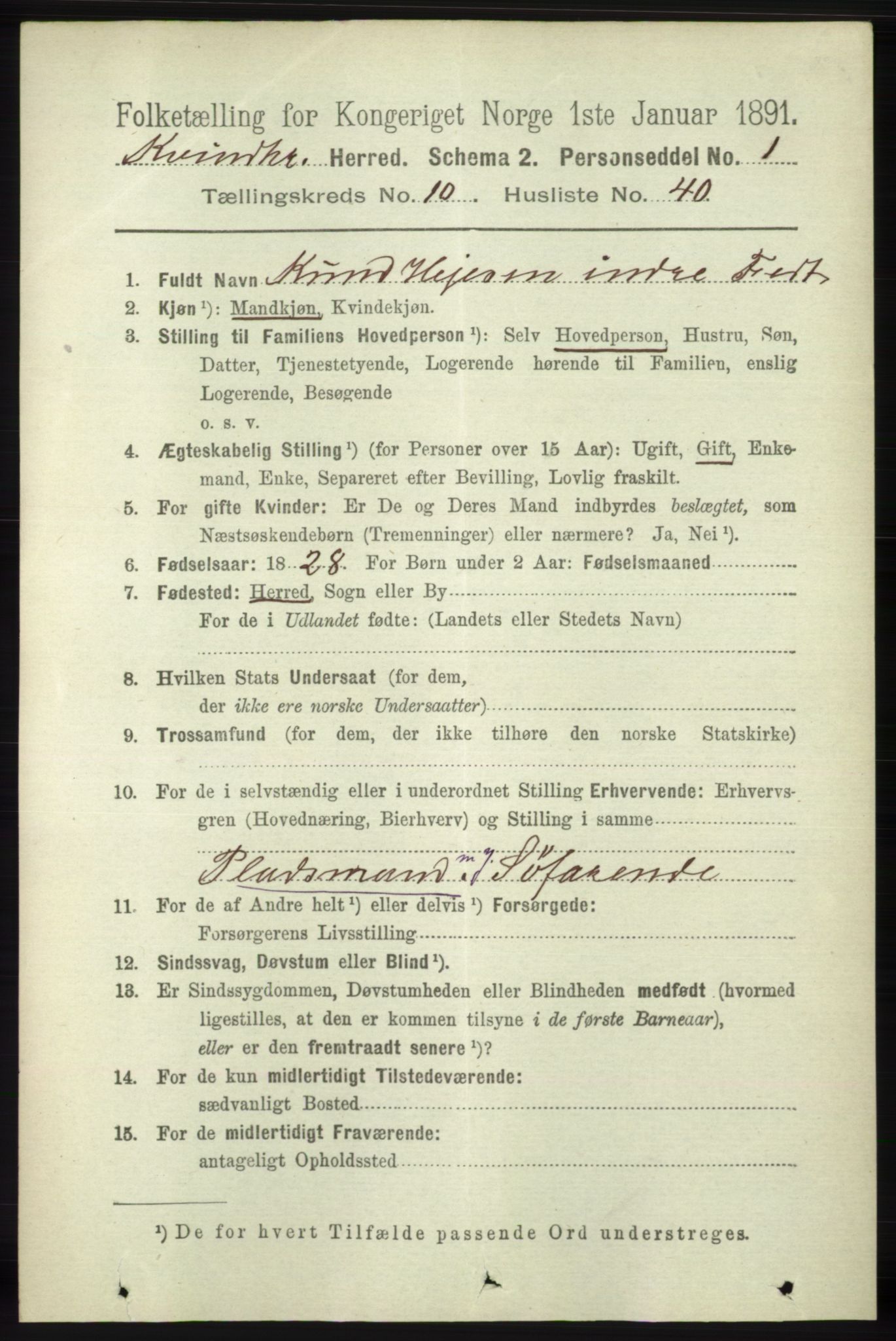 RA, 1891 census for 1224 Kvinnherad, 1891, p. 3781