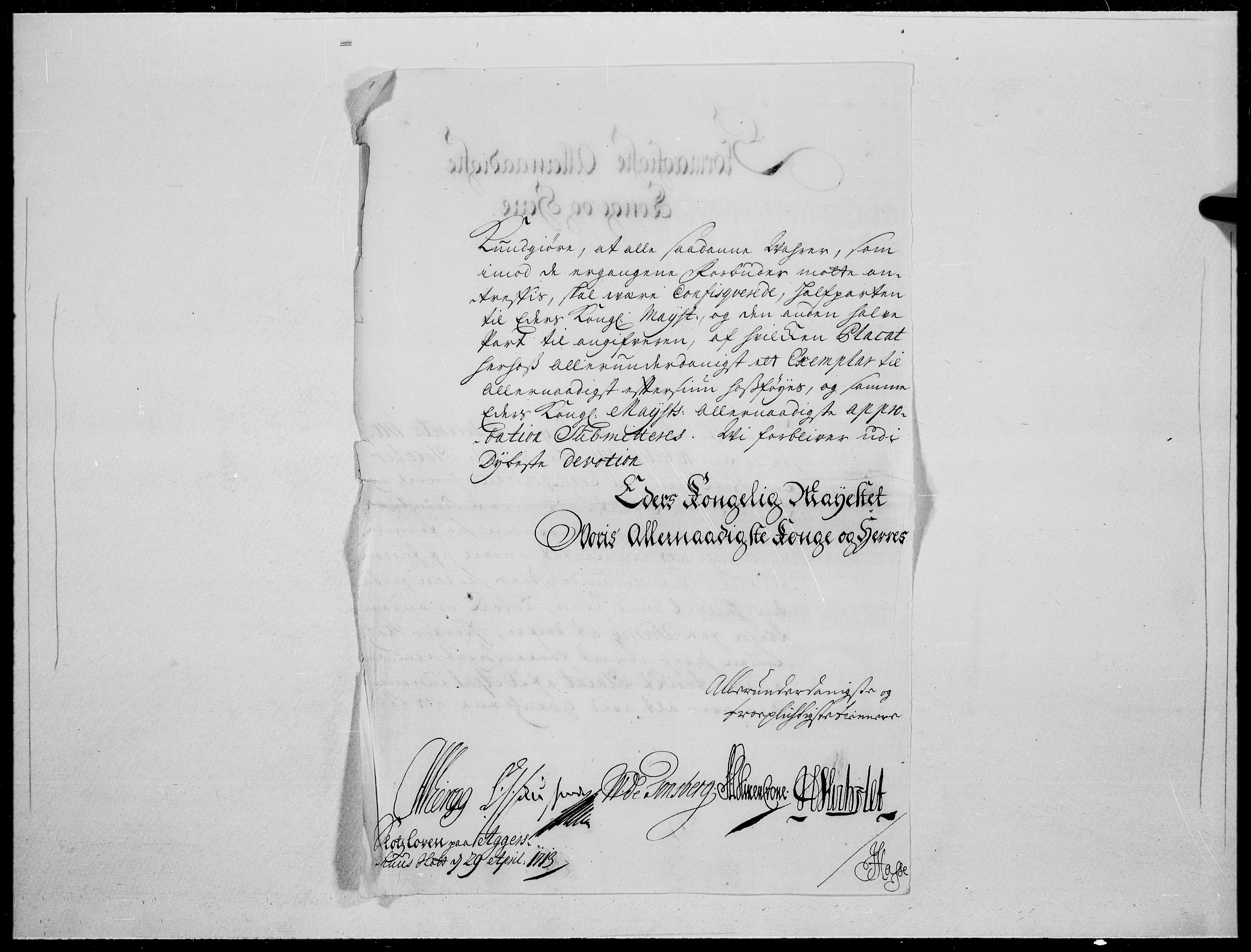 Danske Kanselli 1572-1799, AV/RA-EA-3023/F/Fc/Fcc/Fcca/L0072: Norske innlegg 1572-1799, 1713, p. 280
