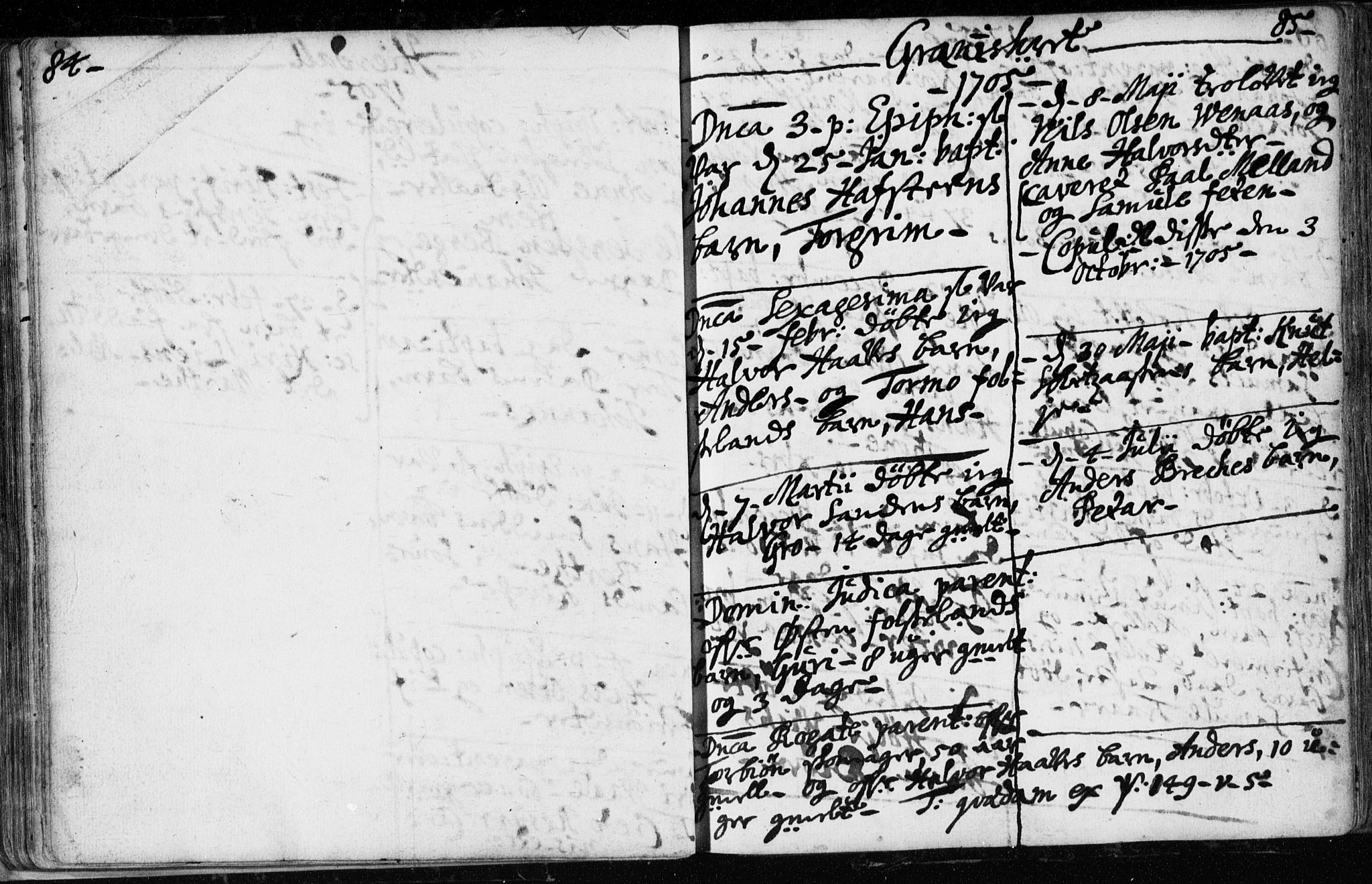 Hjartdal kirkebøker, AV/SAKO-A-270/F/Fa/L0001: Parish register (official) no. I 1, 1685-1714, p. 84-85