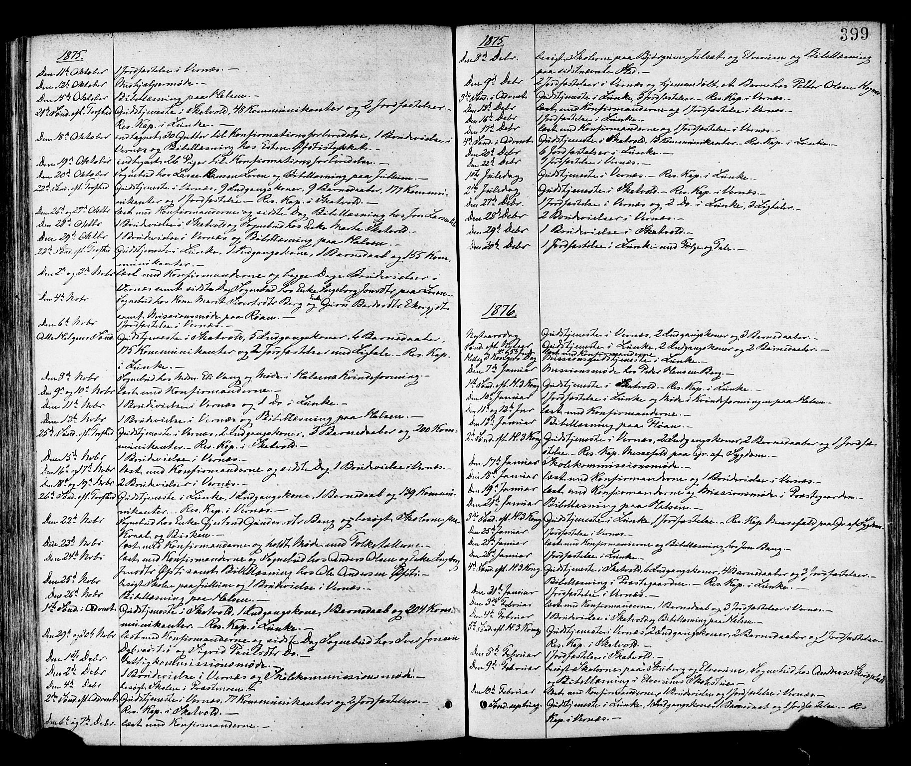 Ministerialprotokoller, klokkerbøker og fødselsregistre - Nord-Trøndelag, SAT/A-1458/709/L0076: Parish register (official) no. 709A16, 1871-1879, p. 399
