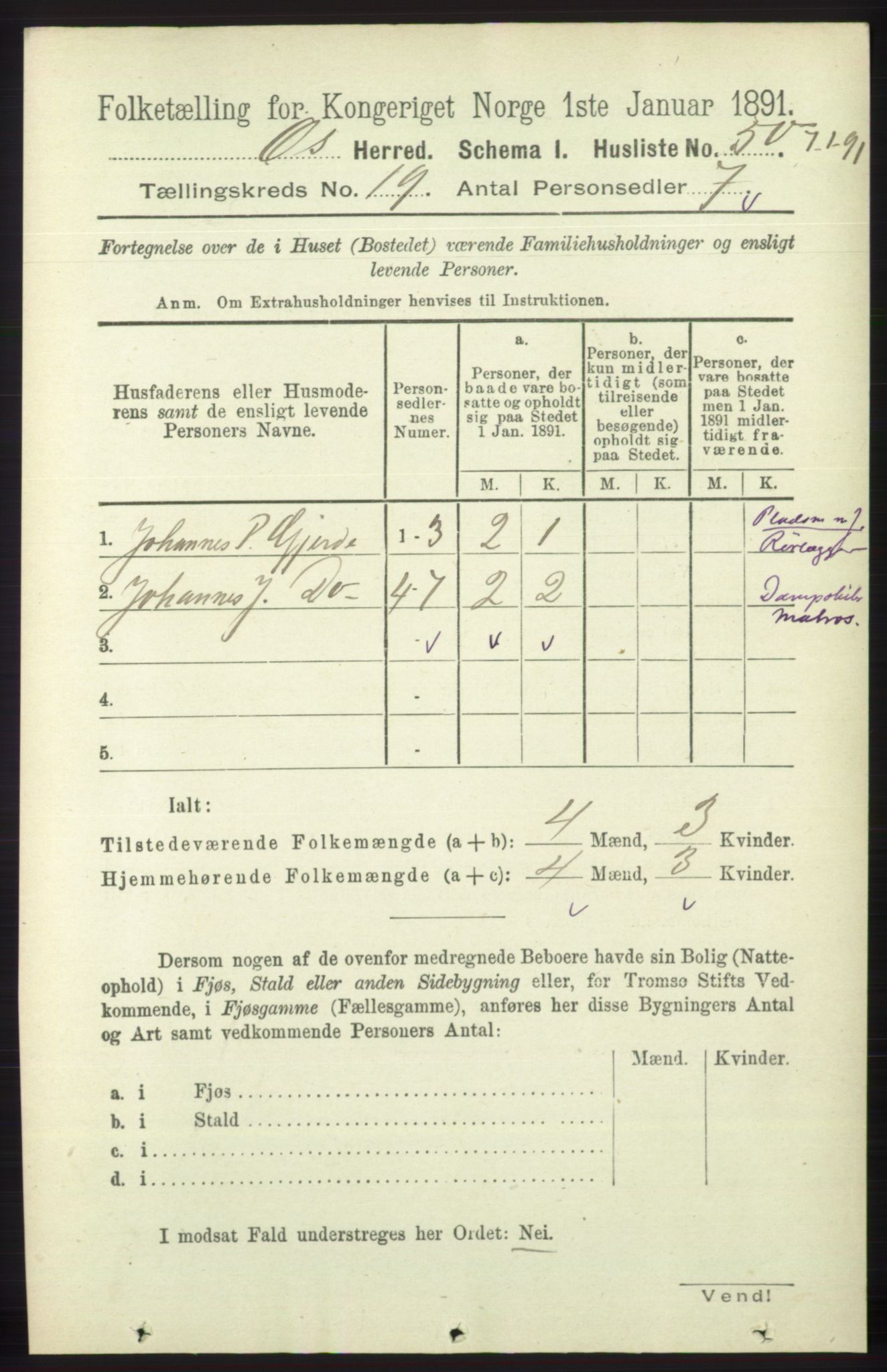 RA, 1891 census for 1243 Os, 1891, p. 4168