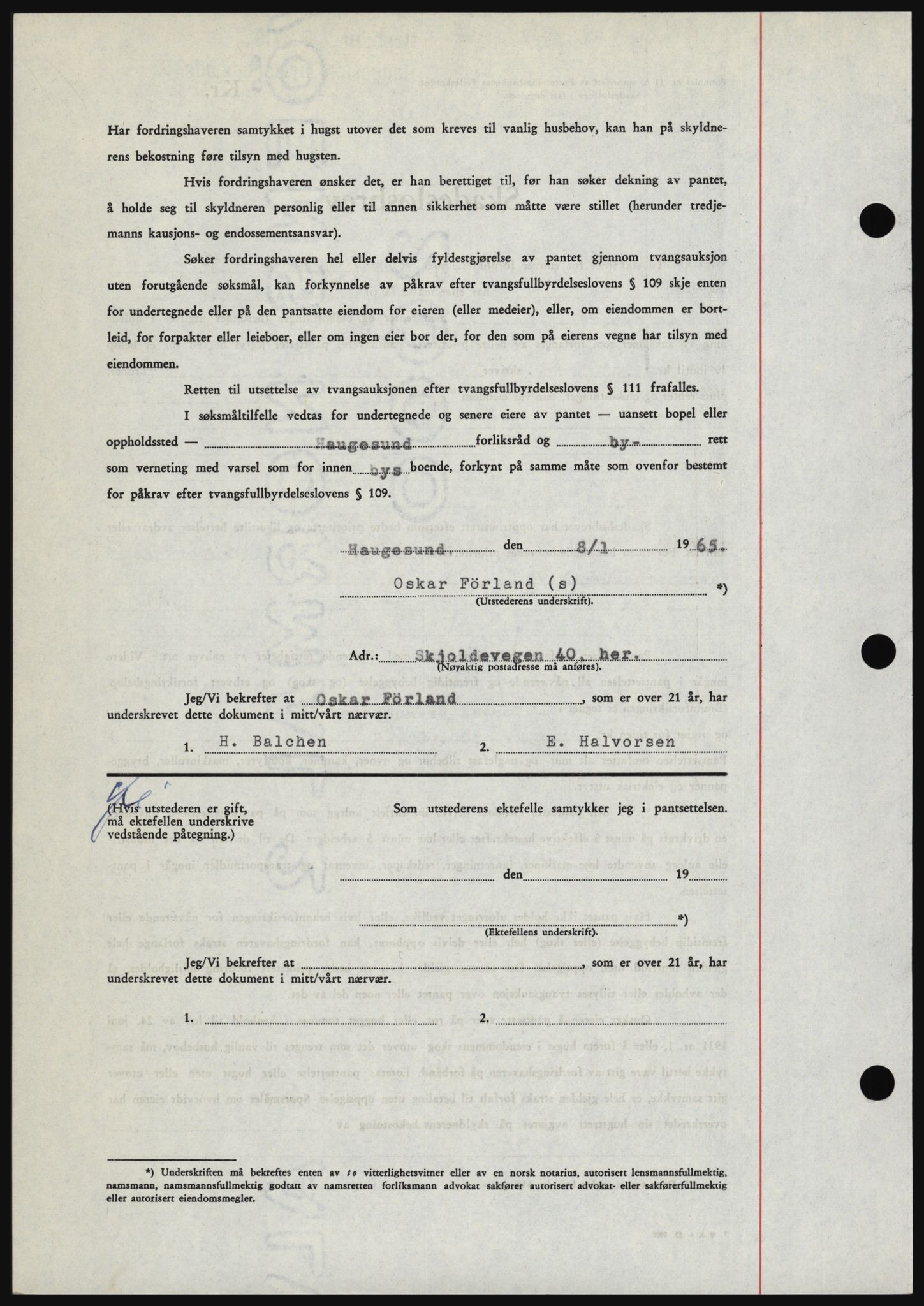 Haugesund tingrett, SAST/A-101415/01/II/IIC/L0053: Mortgage book no. B 53, 1965-1965, Diary no: : 126/1965