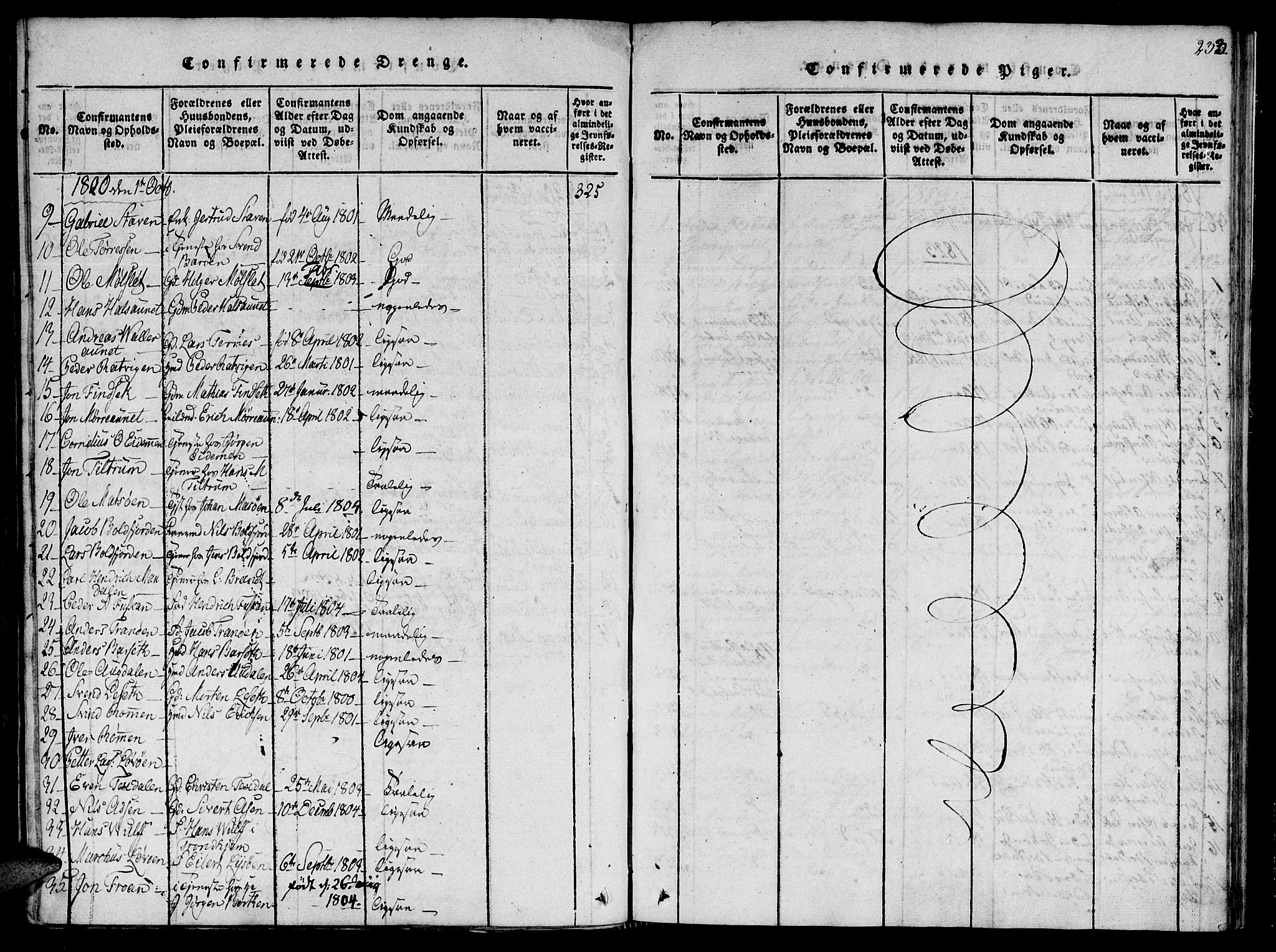 Ministerialprotokoller, klokkerbøker og fødselsregistre - Sør-Trøndelag, SAT/A-1456/655/L0675: Parish register (official) no. 655A04, 1818-1830, p. 233
