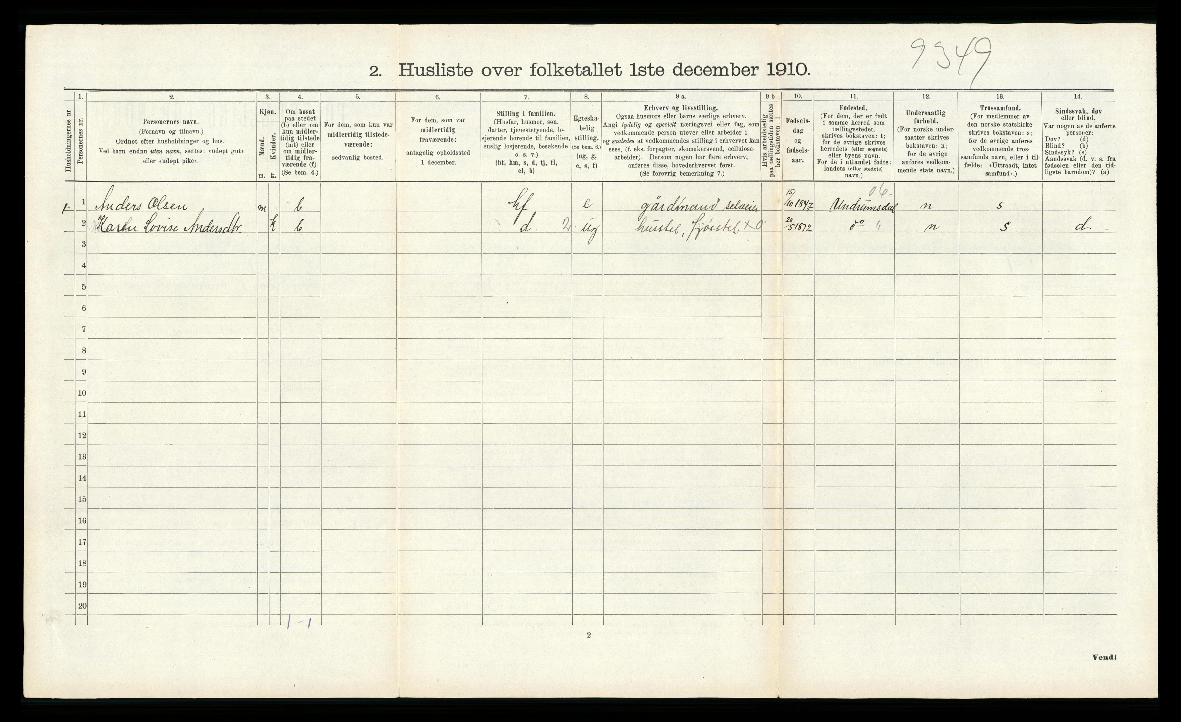 RA, 1910 census for Ramnes, 1910, p. 175