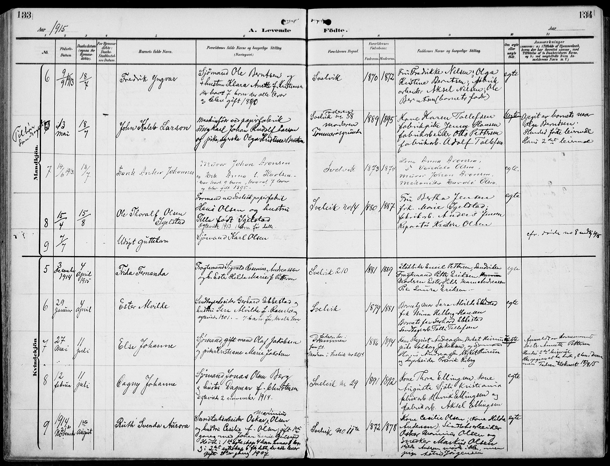 Strømm kirkebøker, AV/SAKO-A-322/F/Fb/L0002: Parish register (official) no. II 2, 1900-1919, p. 133-134