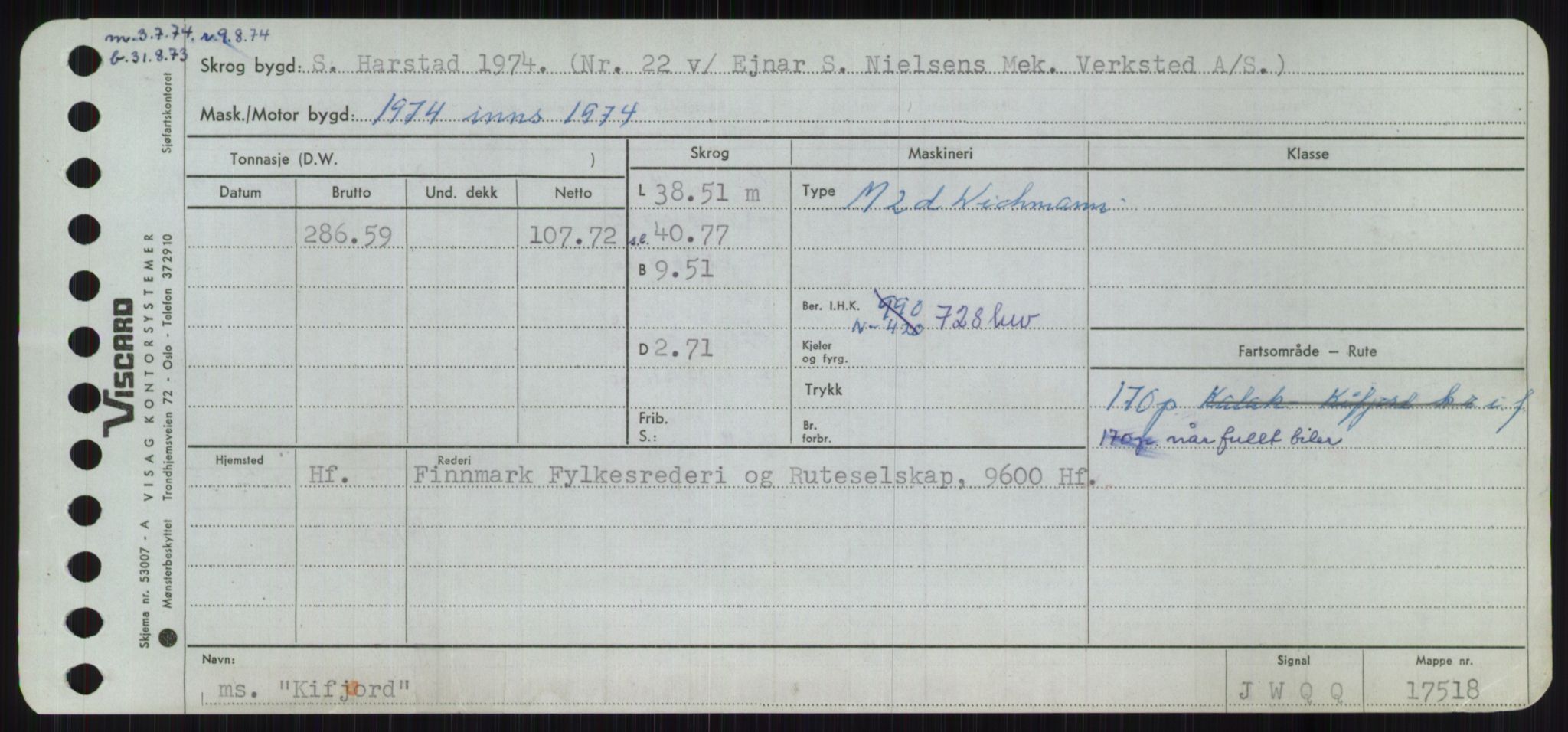 Sjøfartsdirektoratet med forløpere, Skipsmålingen, RA/S-1627/H/Ha/L0003/0001: Fartøy, Hilm-Mar / Fartøy, Hilm-Kol, p. 739